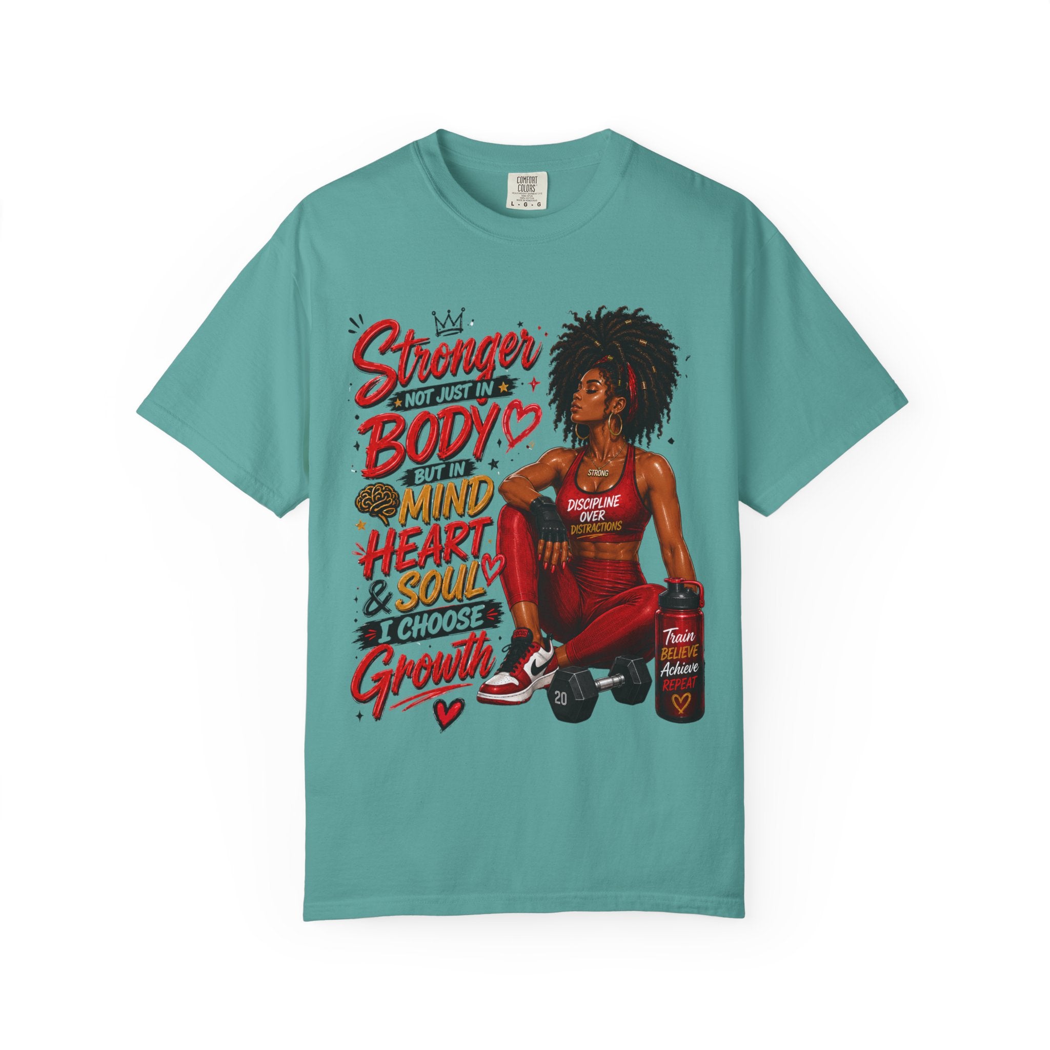 Empowered Fitness Tee — “Stronger Not Just in Body” Motivational Workout T-Shirt