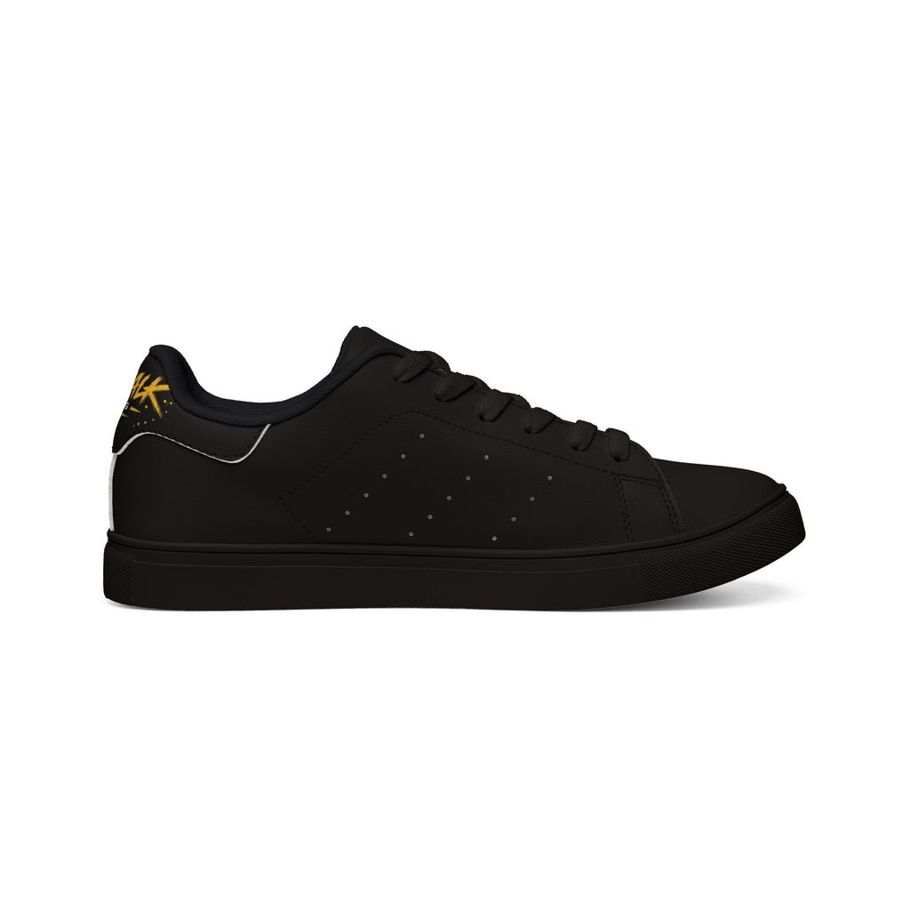Men's Low-Top Leather Sneakers — Black Minimalist Casual Shoes
