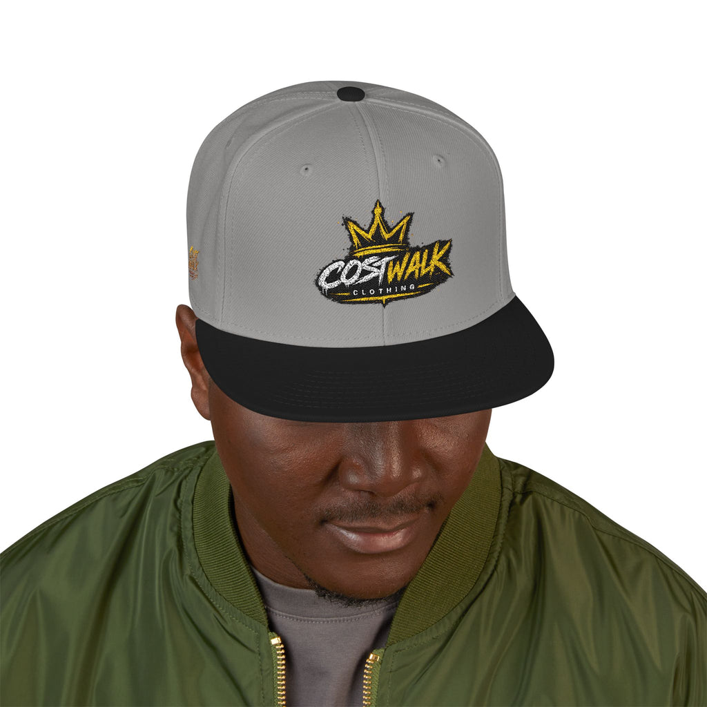Embroidered Crown Snapback Hat — 'King Walk' Streetwear Snapback