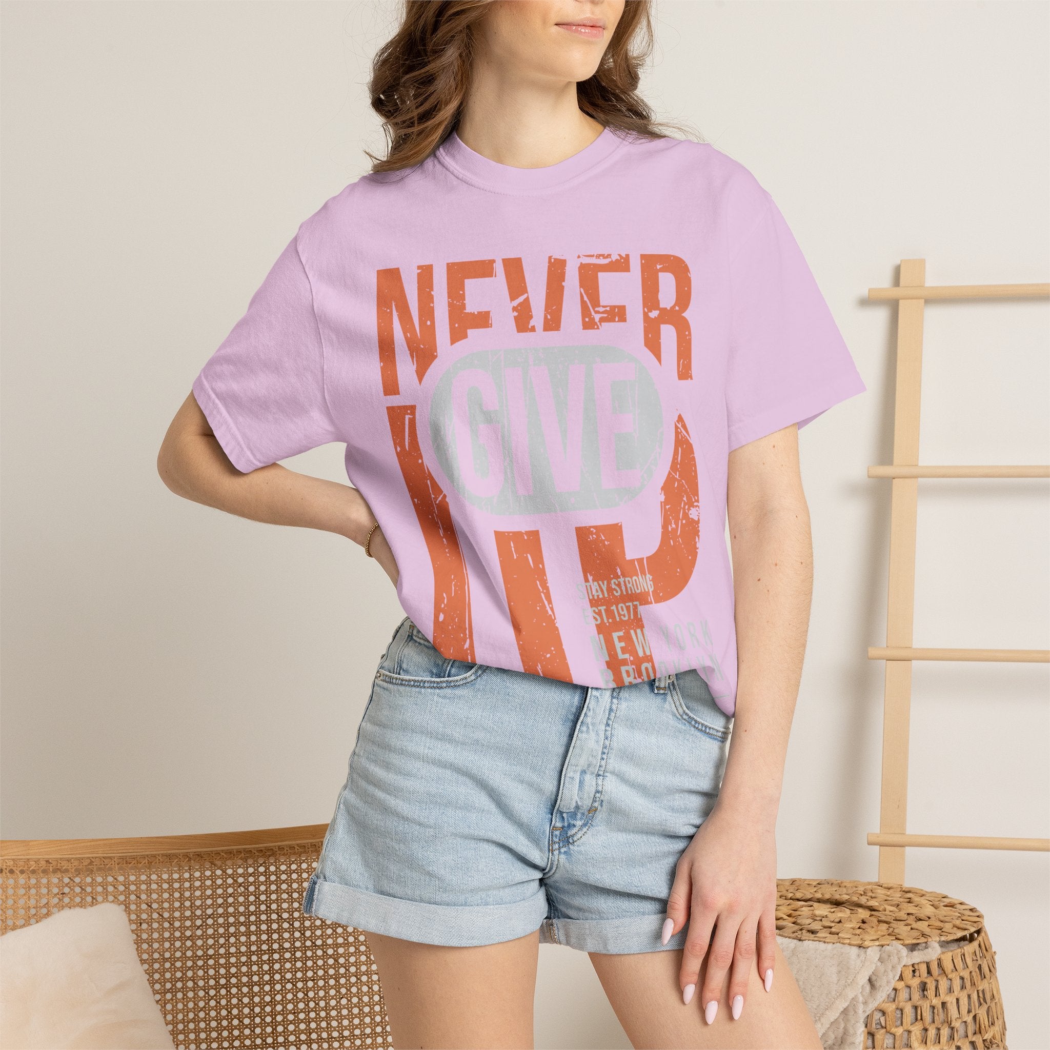 Never Give Up T-Shirt — Motivational Vintage Graphic Tee
