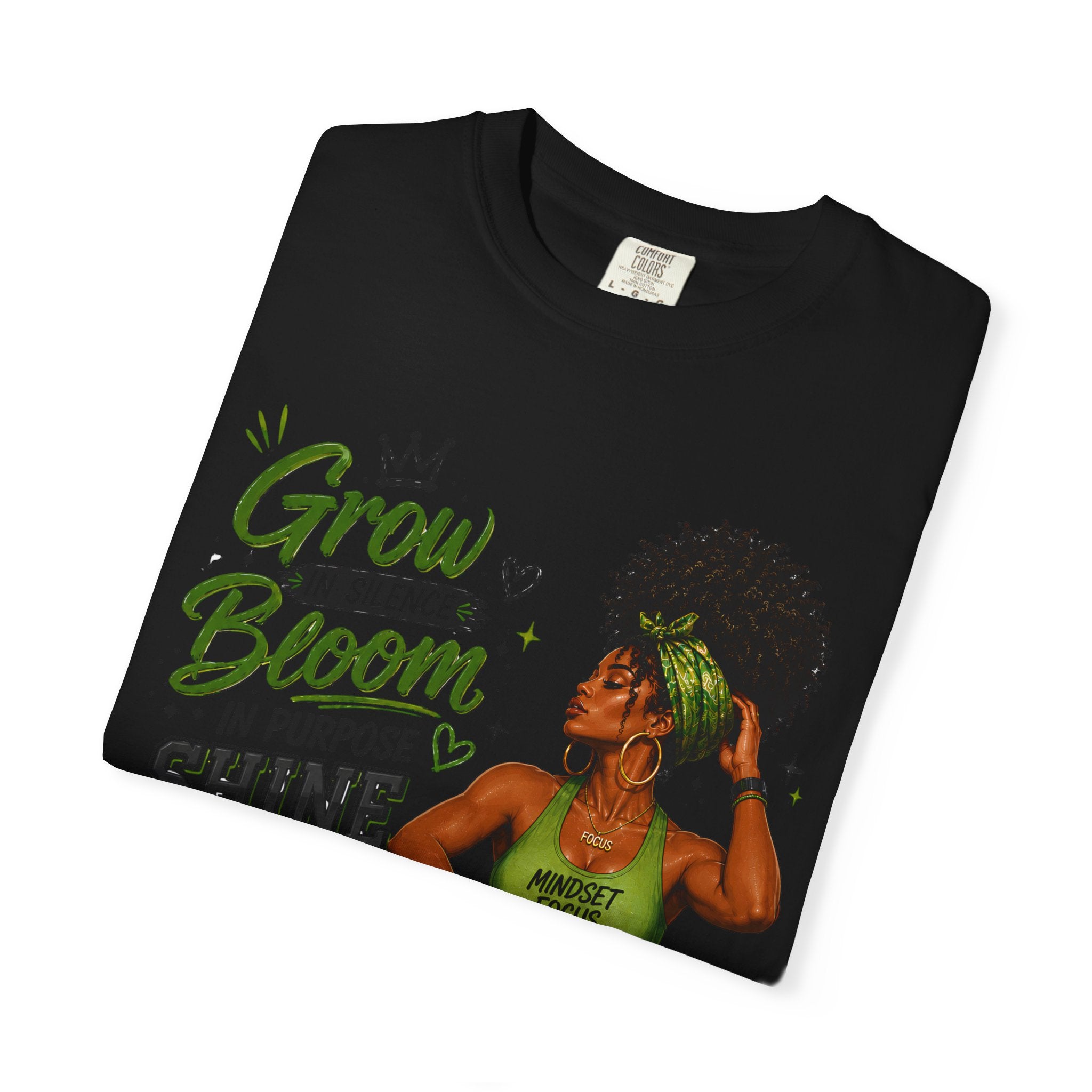 Grow in Silence Bloom Graphic T-Shirt — Inspirational Afrocentric Women’s Tee