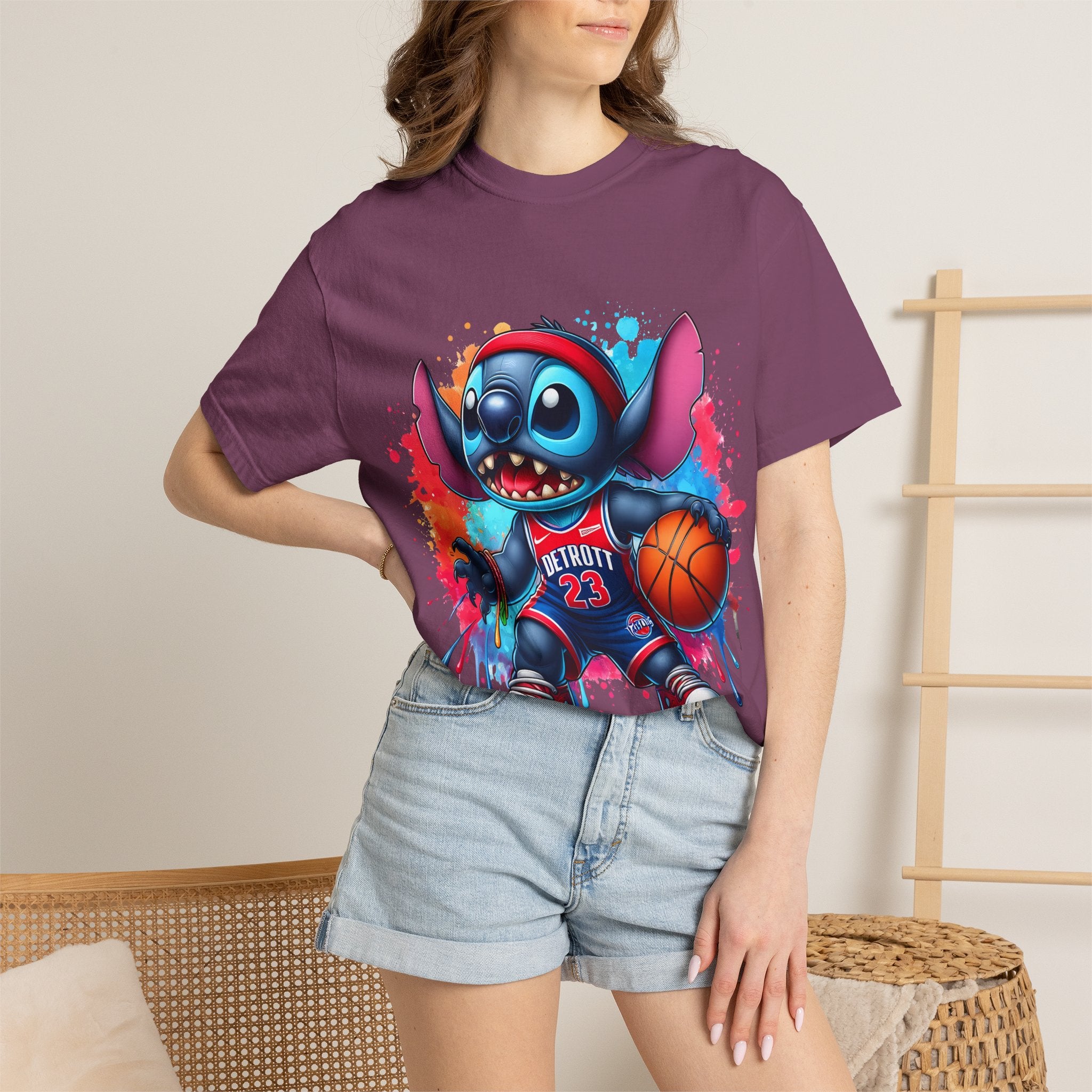 Basketball Stitch T-Shirt — Cute Cartoon Player Graphic Tee