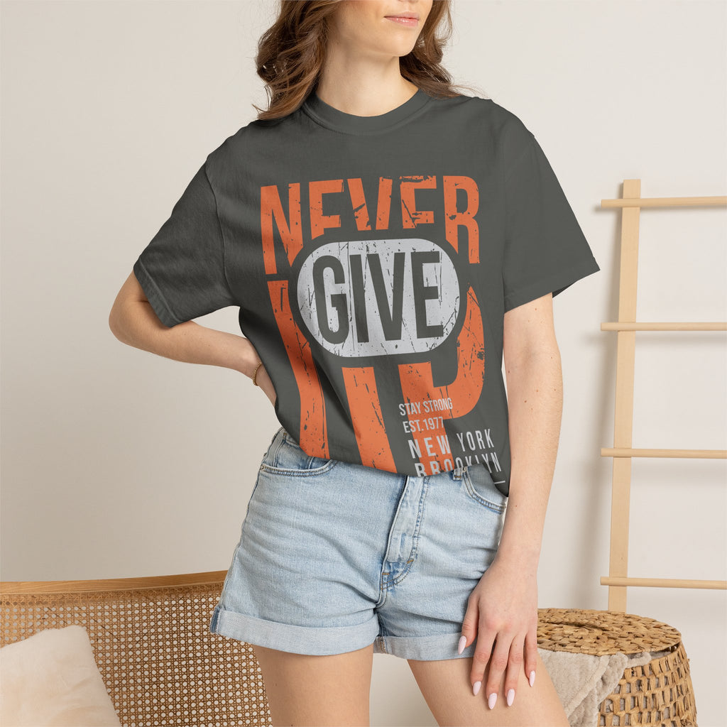 Never Give Up T-Shirt — Motivational Vintage Graphic Tee