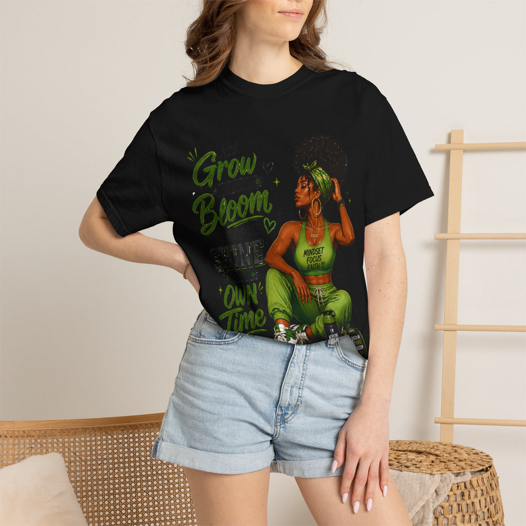Grow in Silence Bloom Graphic T-Shirt — Inspirational Afrocentric Women’s Tee