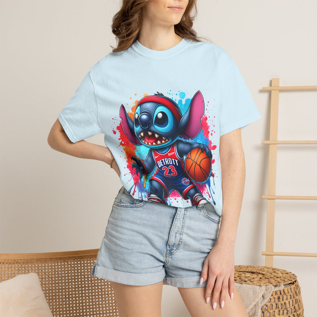 Basketball Stitch T-Shirt — Cute Cartoon Player Graphic Tee