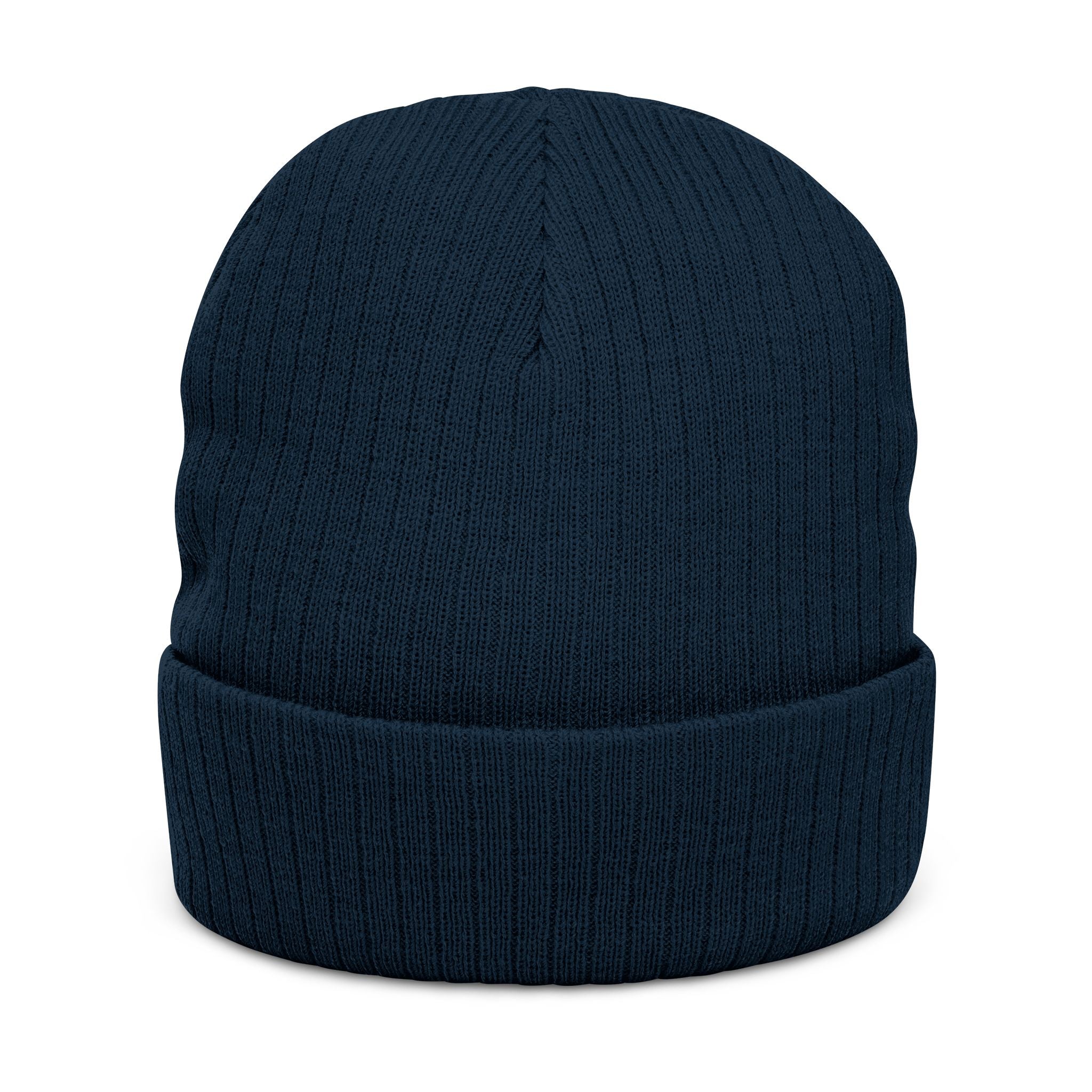 Embroidered Ribbed Beanie — 'CostWalk' Crown Logo Knit Hat