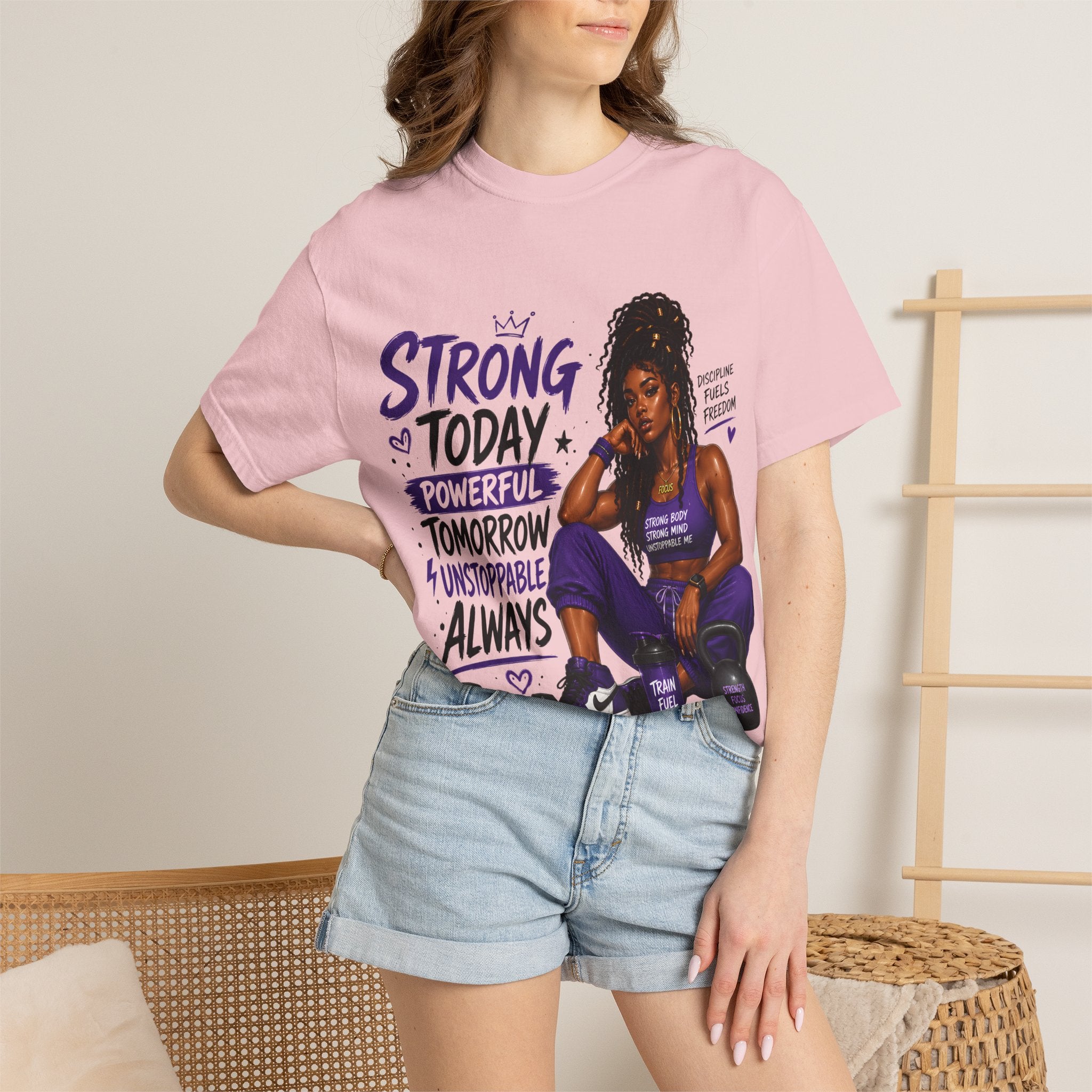 Strong Today, Powerful Tomorrow T-Shirt — Motivational Fitness Graphic Tee