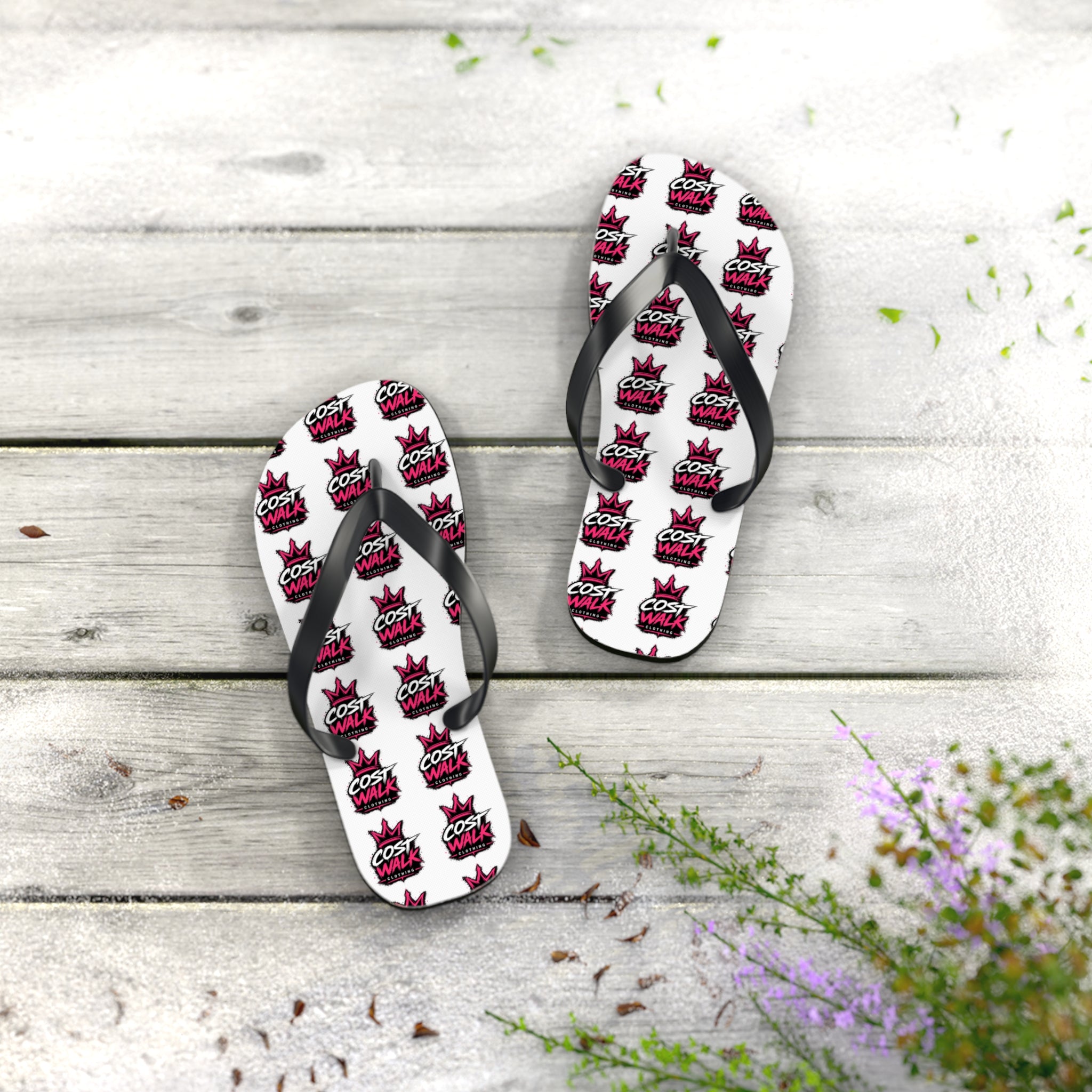 Flip Flops — Bold 'Cost Wax' Logo Pattern Beach Sandals