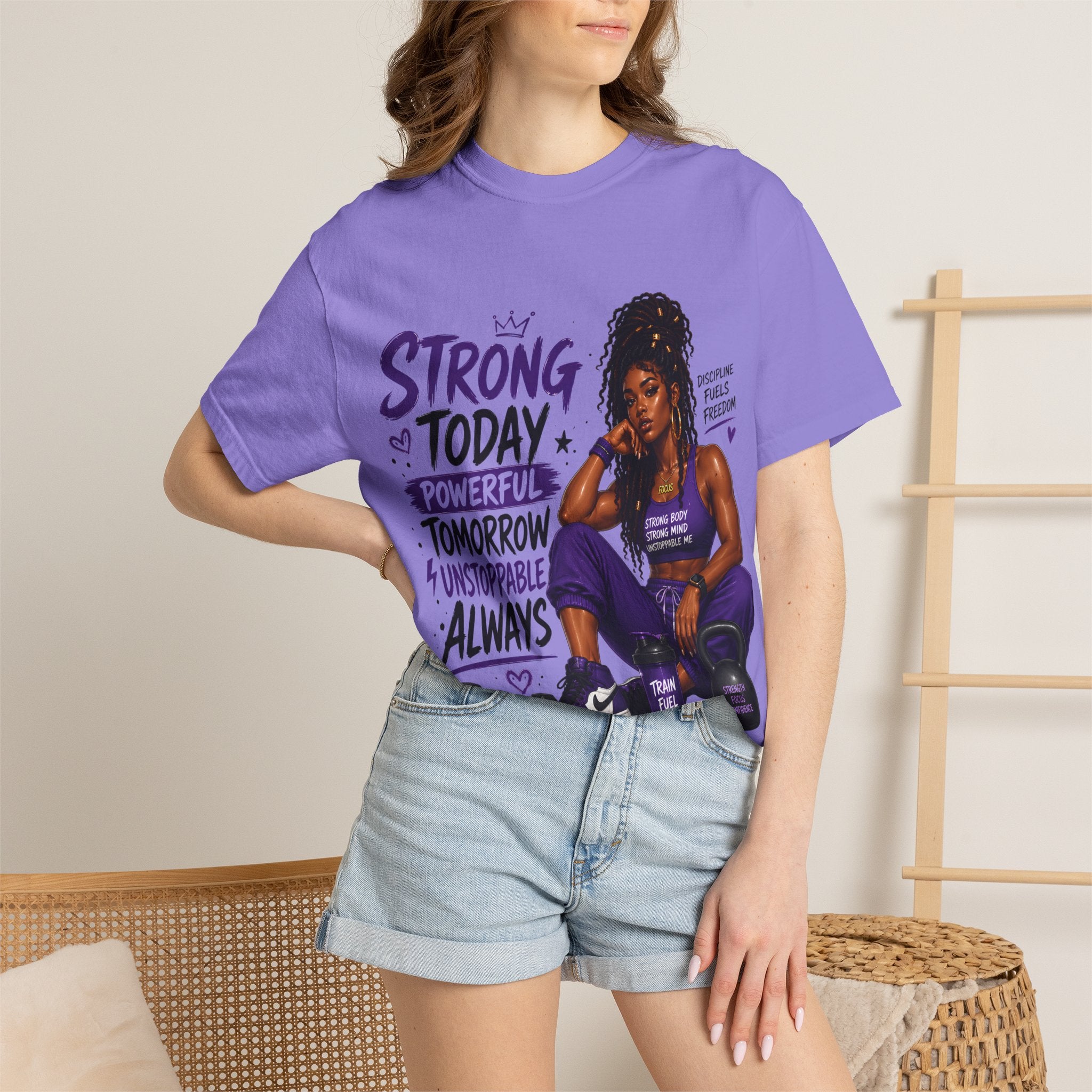 Strong Today, Powerful Tomorrow T-Shirt — Motivational Fitness Graphic Tee