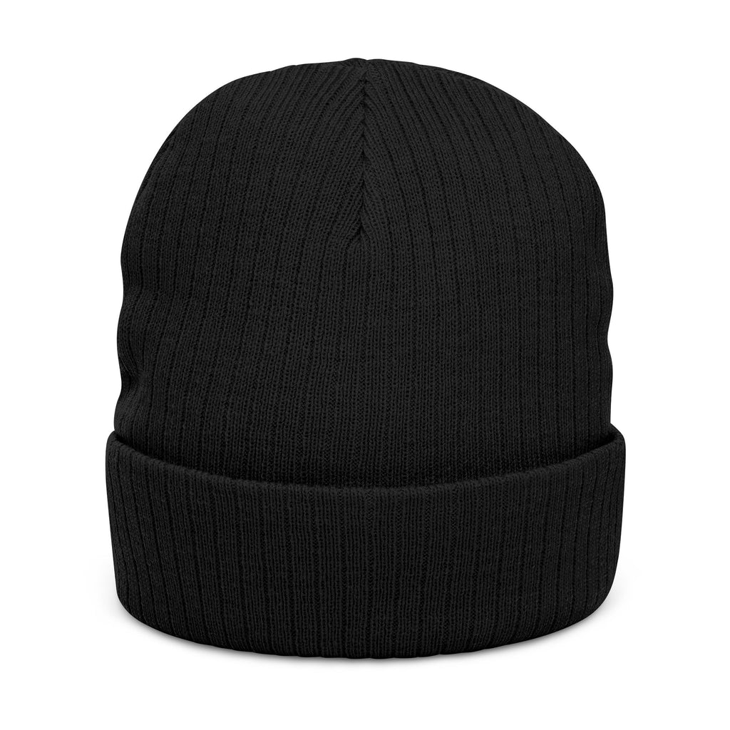 Embroidered Ribbed Beanie — 'CostWalk' Crown Logo Knit Hat