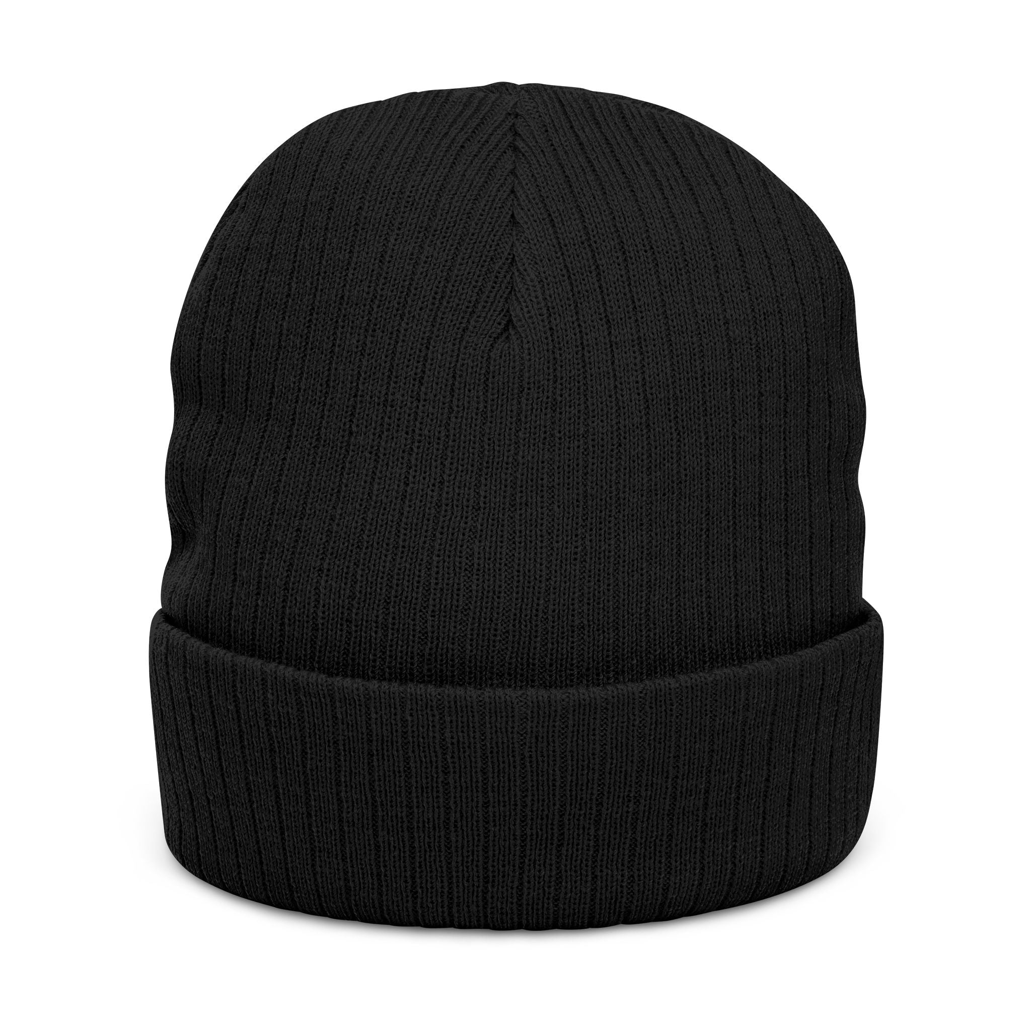 Embroidered Ribbed Beanie — 'CostWalk' Crown Logo Knit Hat