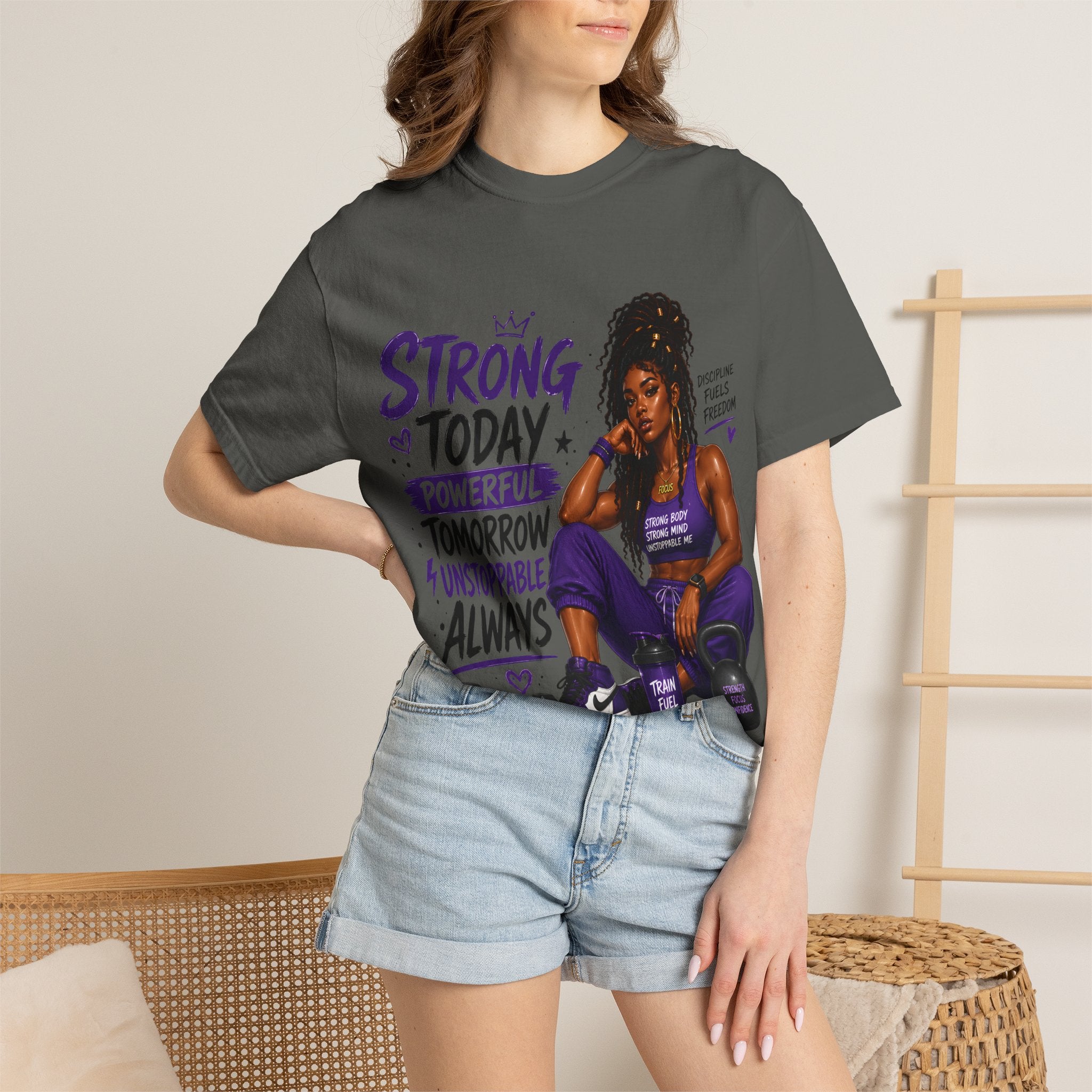 Strong Today, Powerful Tomorrow T-Shirt — Motivational Fitness Graphic Tee