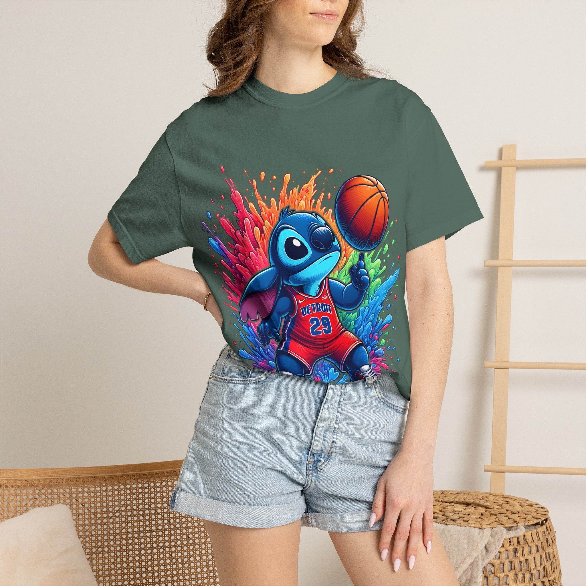 Stitch the Turtle Basketball T‑Shirt — Color Splash Sports Tee