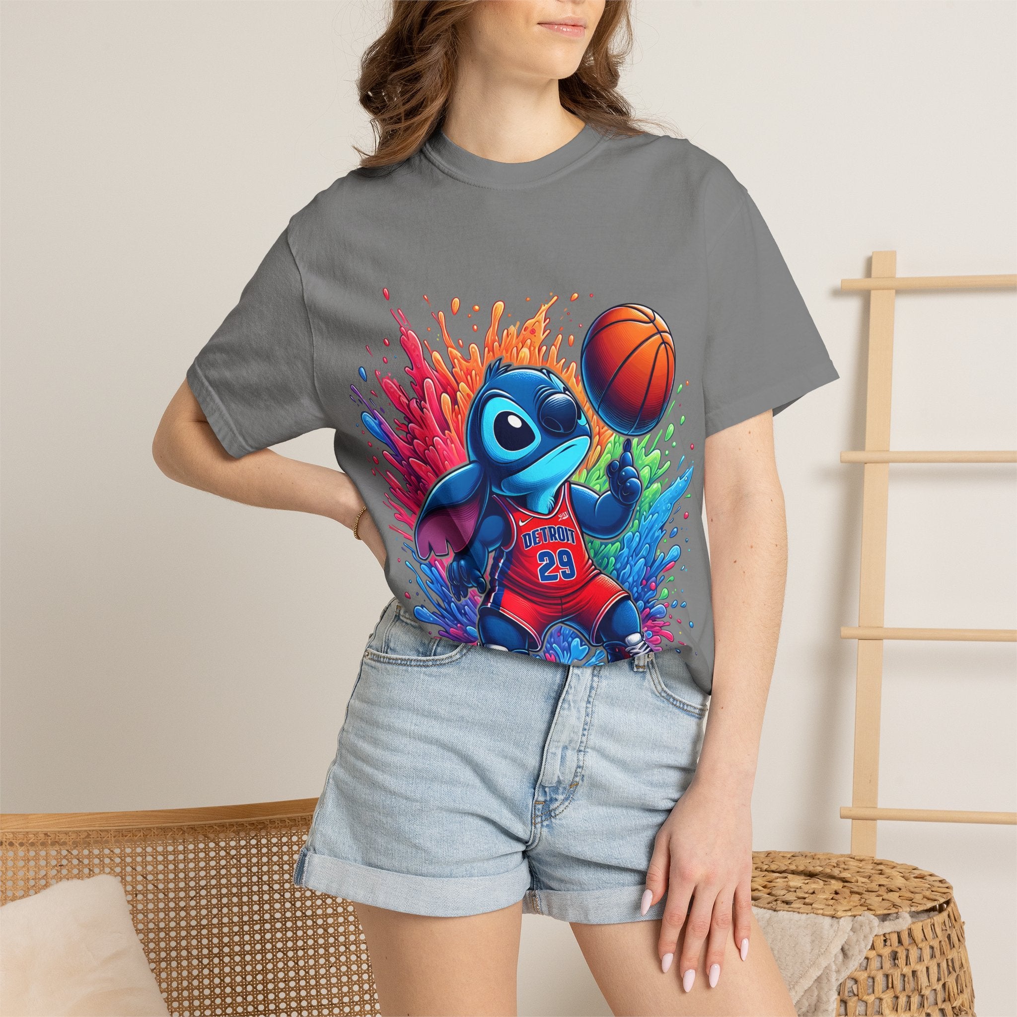 Stitch the Turtle Basketball T‑Shirt — Color Splash Sports Tee