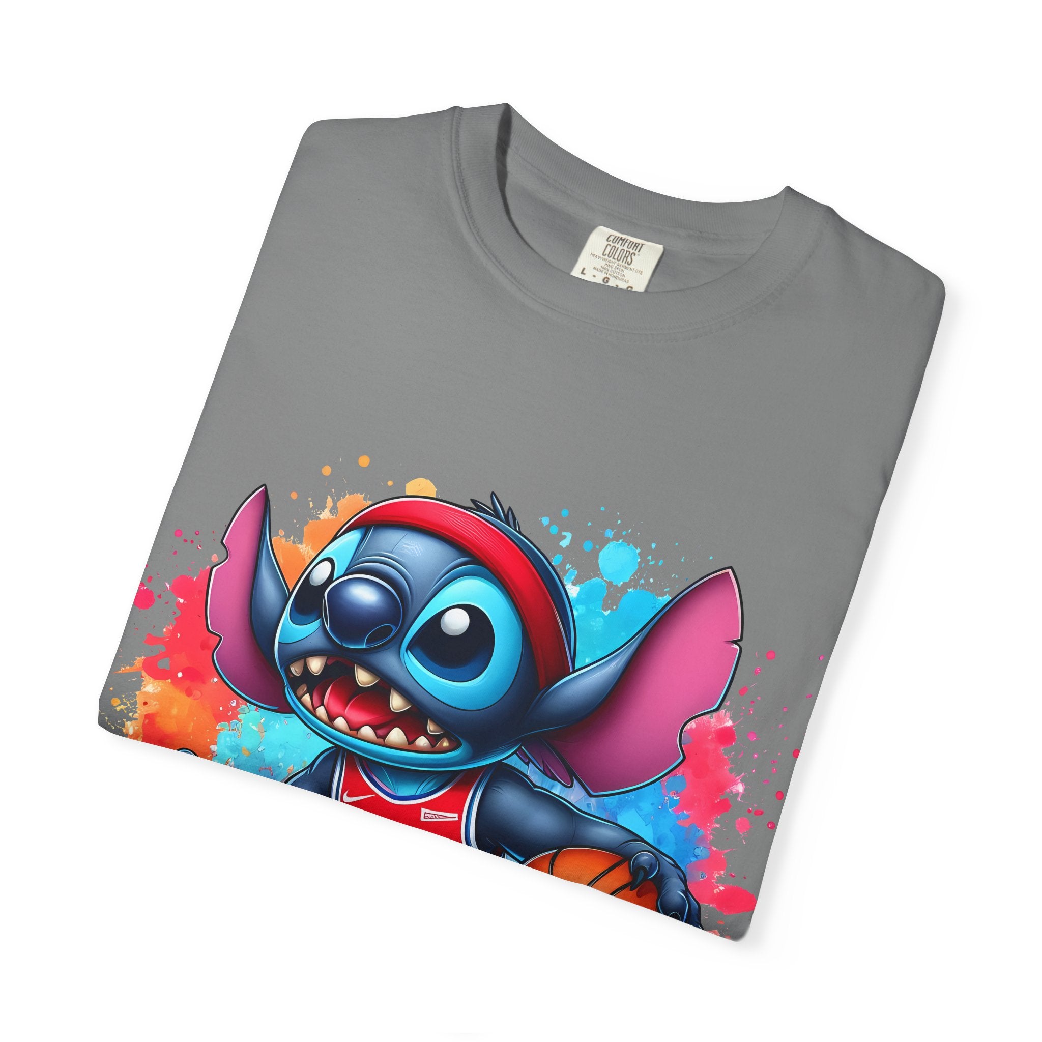 Basketball Stitch T-Shirt — Cute Cartoon Player Graphic Tee