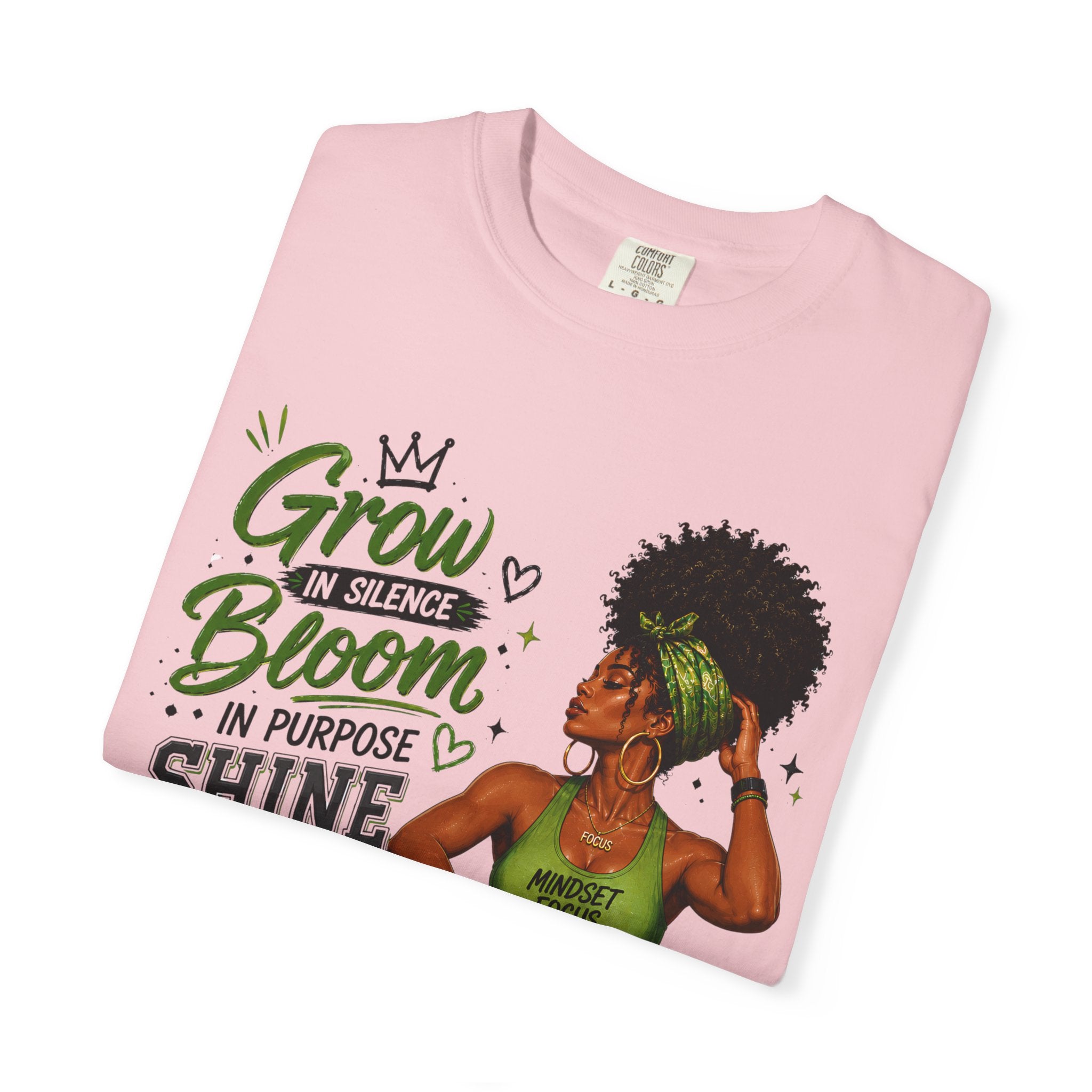 Grow in Silence Bloom Graphic T-Shirt — Inspirational Afrocentric Women’s Tee