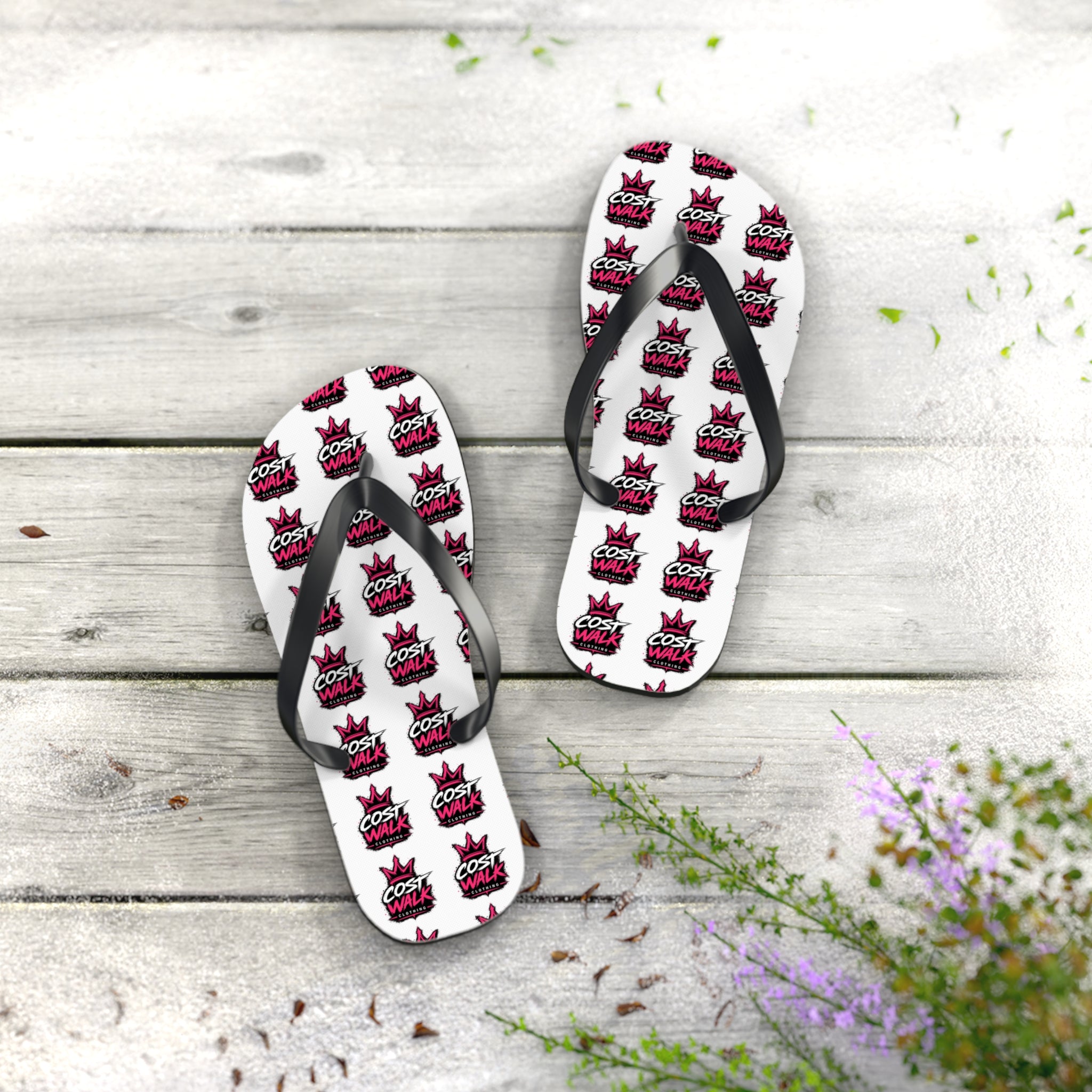 Flip Flops — Bold 'Cost Wax' Logo Pattern Beach Sandals