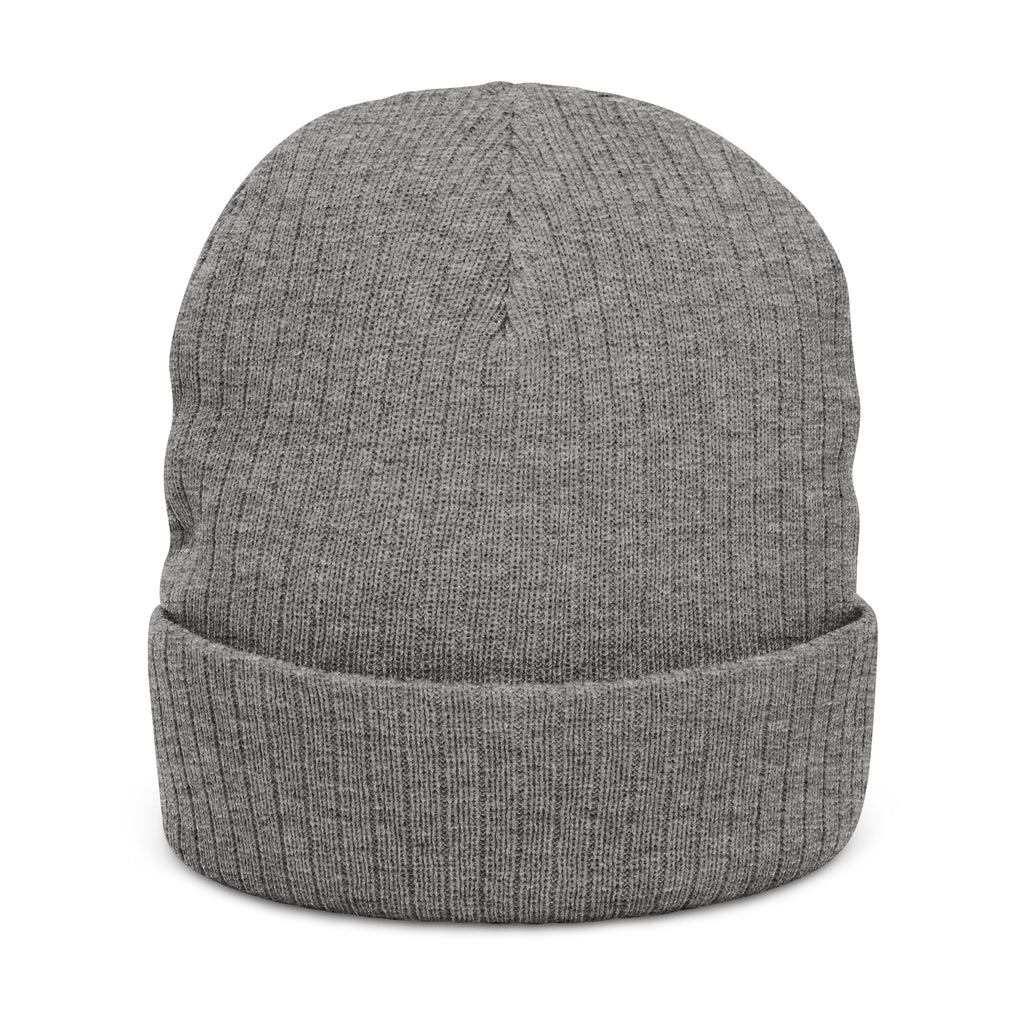 Embroidered Ribbed Beanie — 'CostWalk' Crown Logo Knit Hat