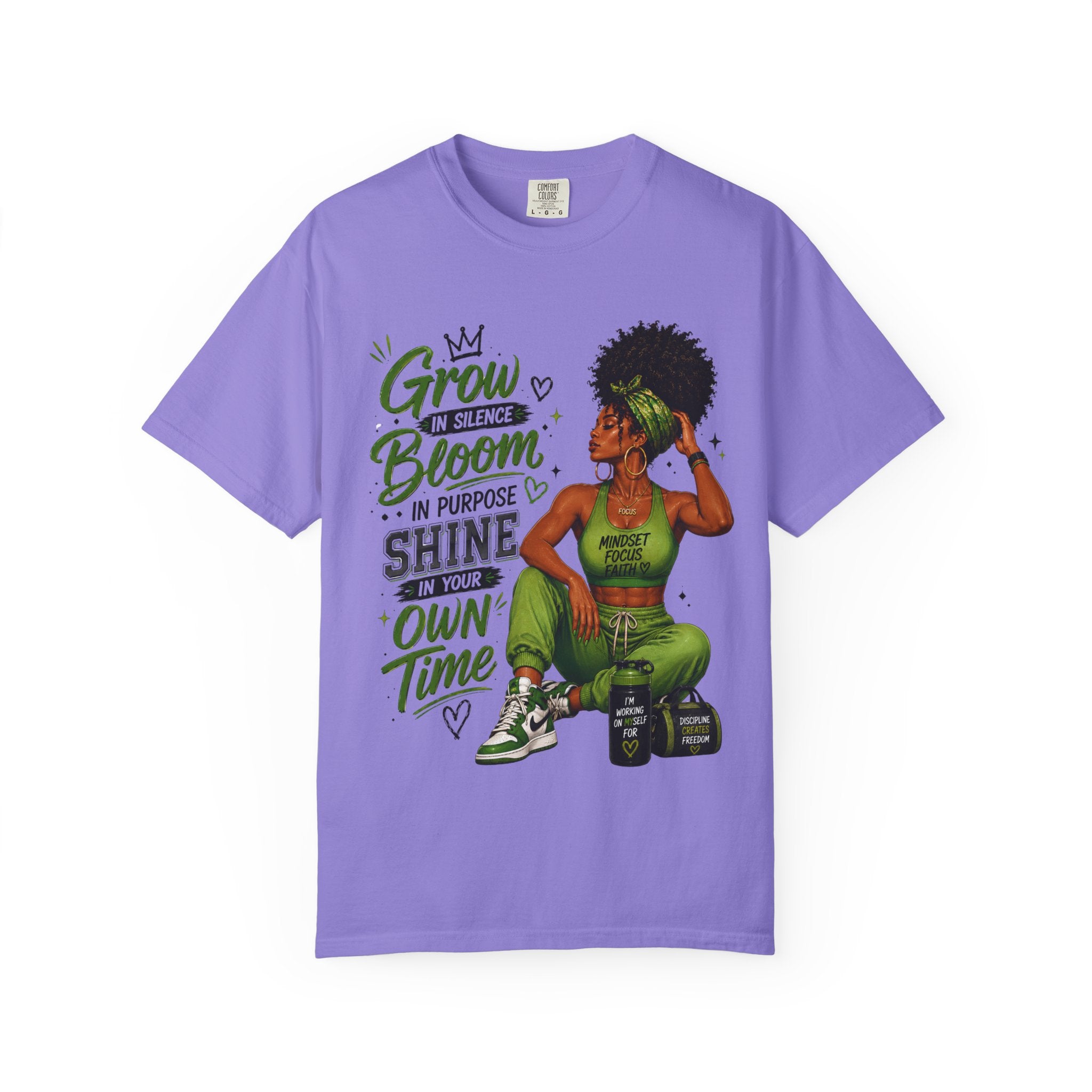 Grow in Silence Bloom Graphic T-Shirt — Inspirational Afrocentric Women’s Tee