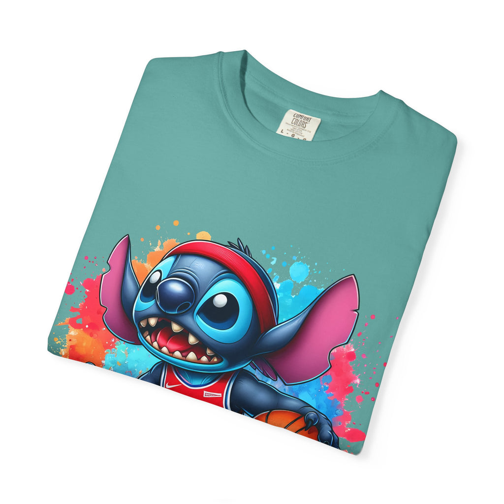Basketball Stitch T-Shirt — Cute Cartoon Player Graphic Tee