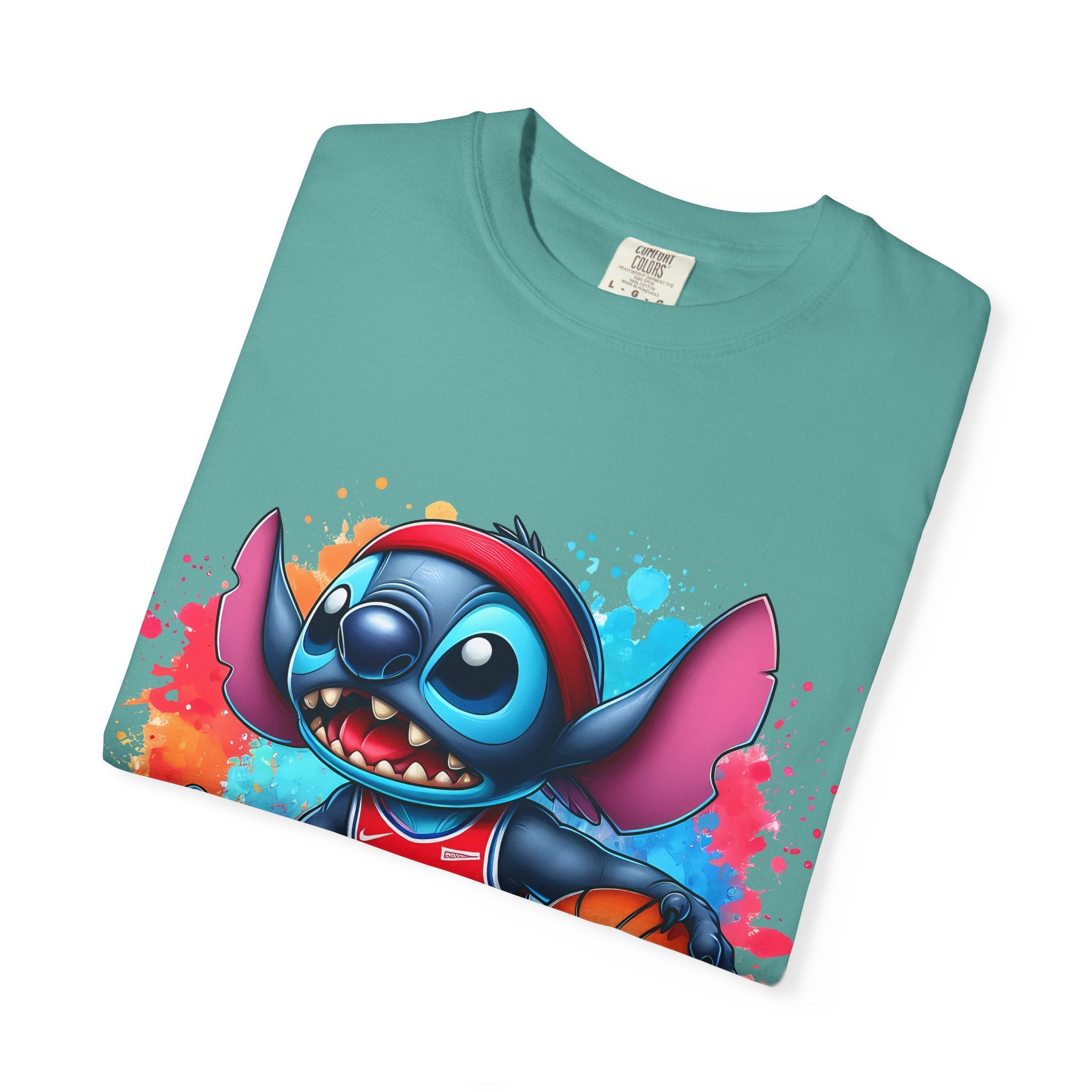Basketball Stitch T-Shirt — Cute Cartoon Player Graphic Tee