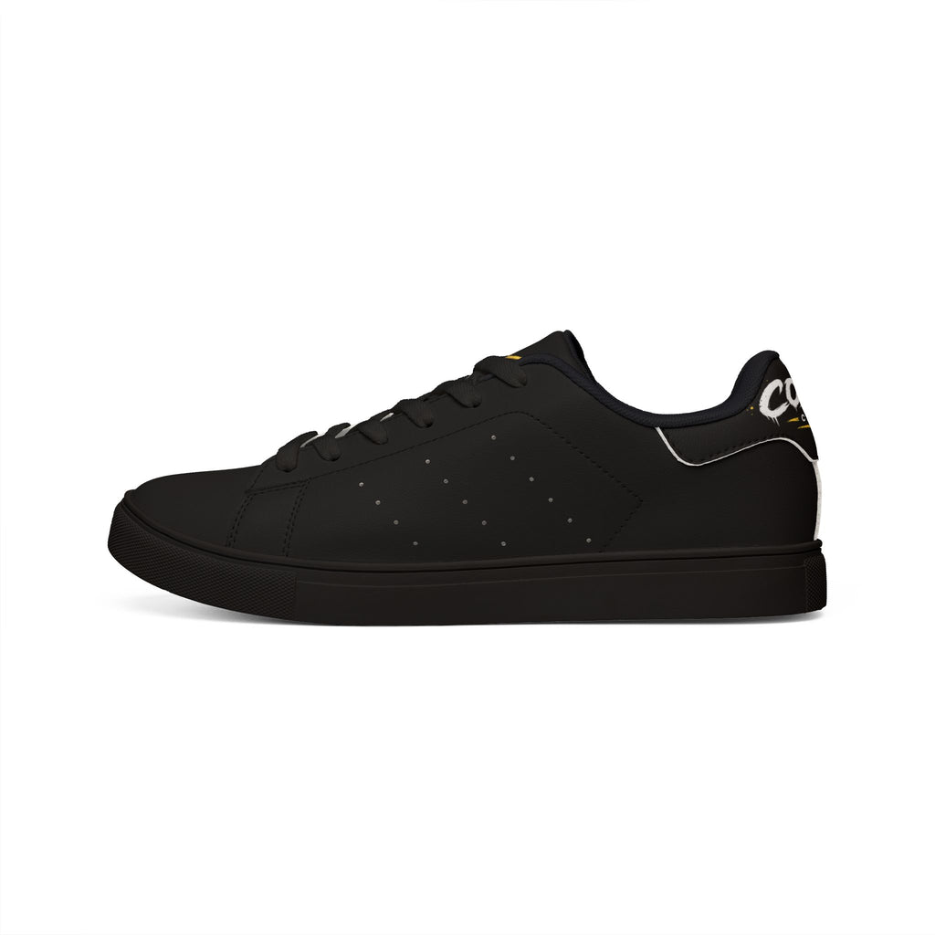 Men's Low-Top Leather Sneakers — Black Minimalist Casual Shoes
