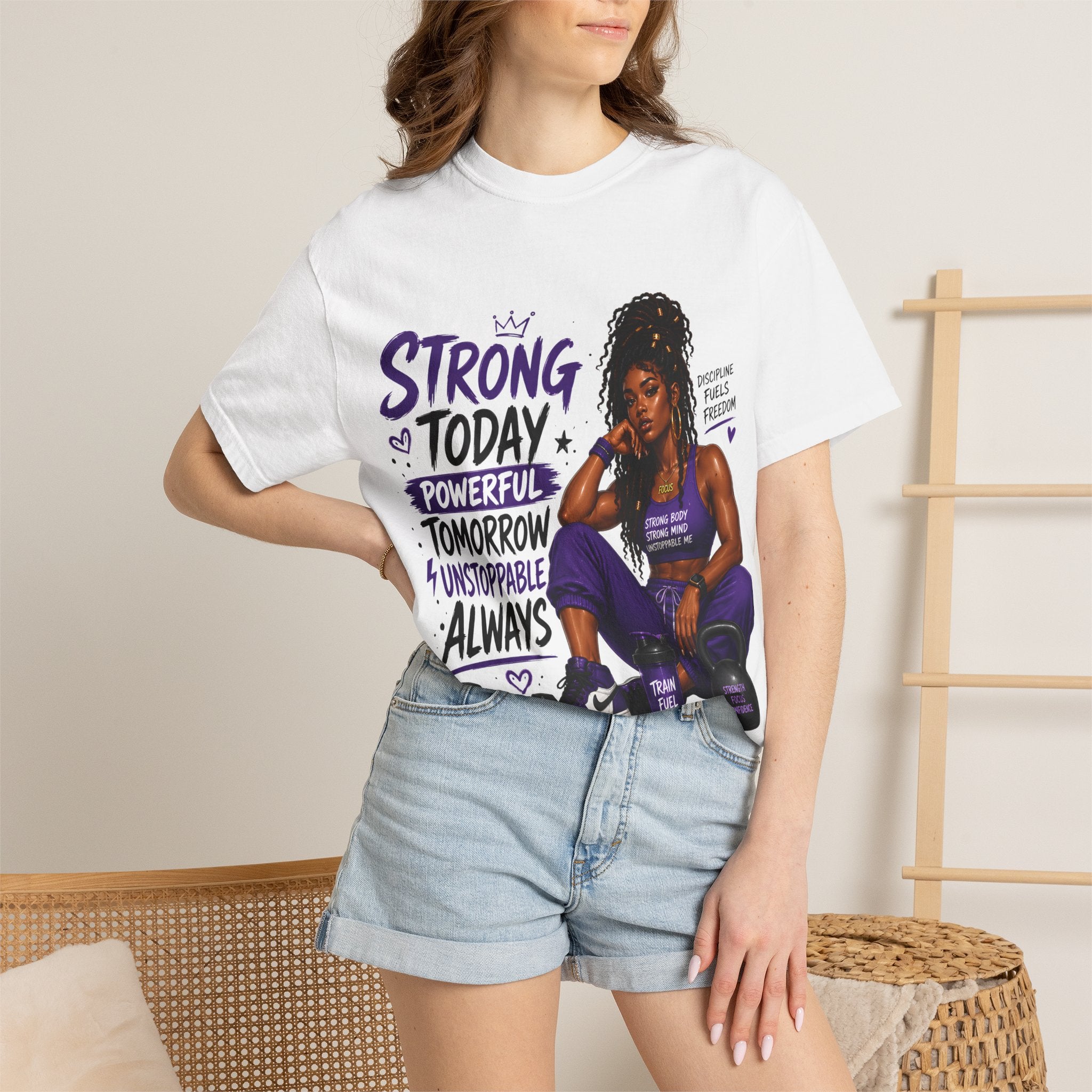 Strong Today, Powerful Tomorrow T-Shirt — Motivational Fitness Graphic Tee