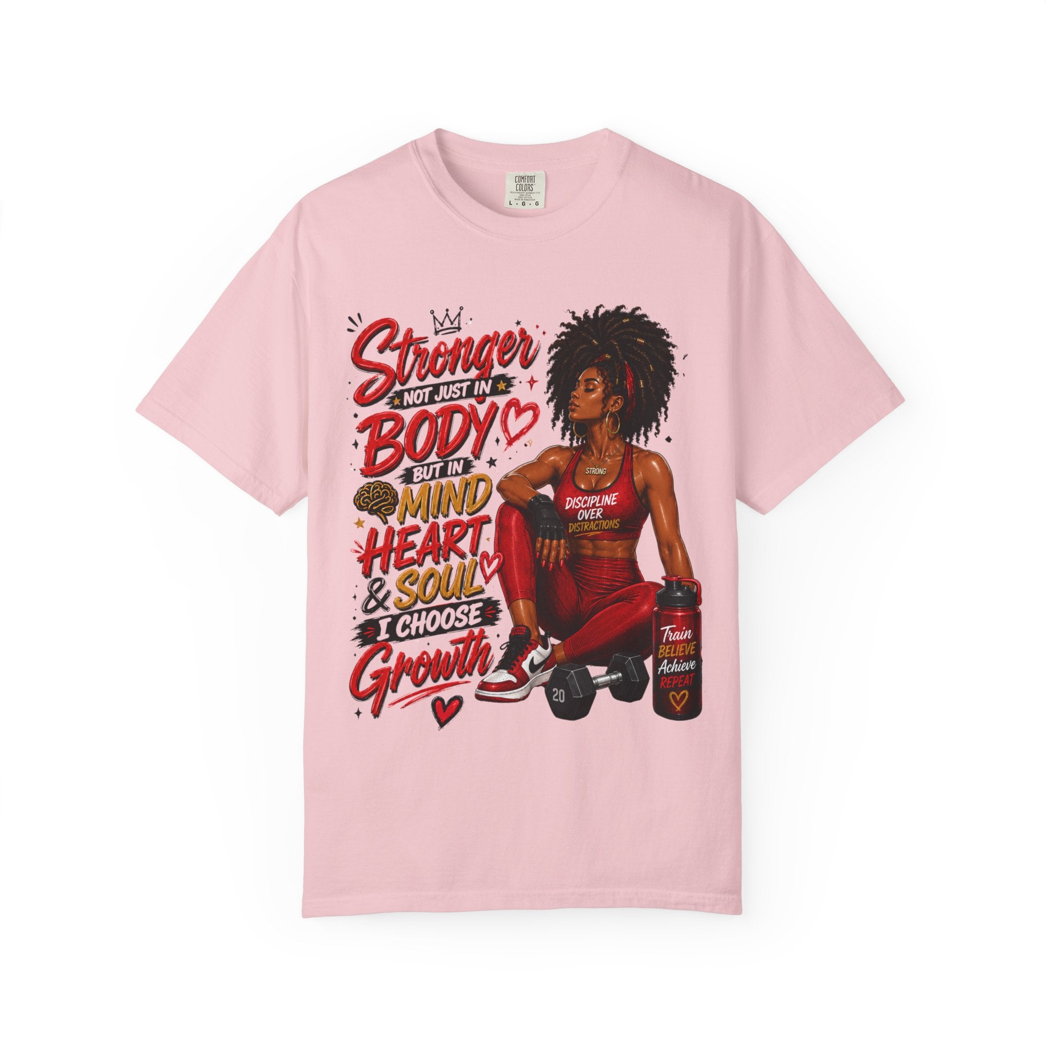 Empowered Fitness Tee — “Stronger Not Just in Body” Motivational Workout T-Shirt