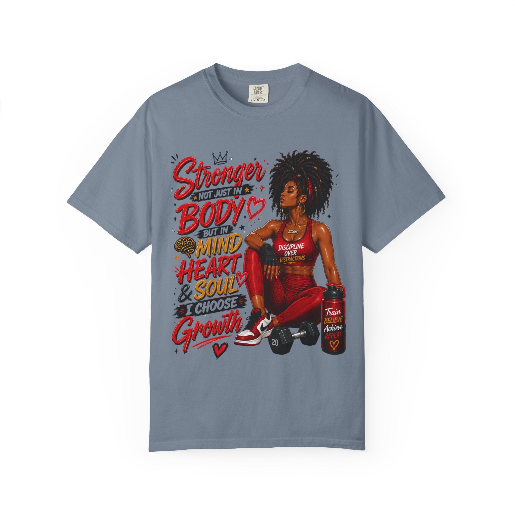 Empowered Fitness Tee — “Stronger Not Just in Body” Motivational Workout T-Shirt