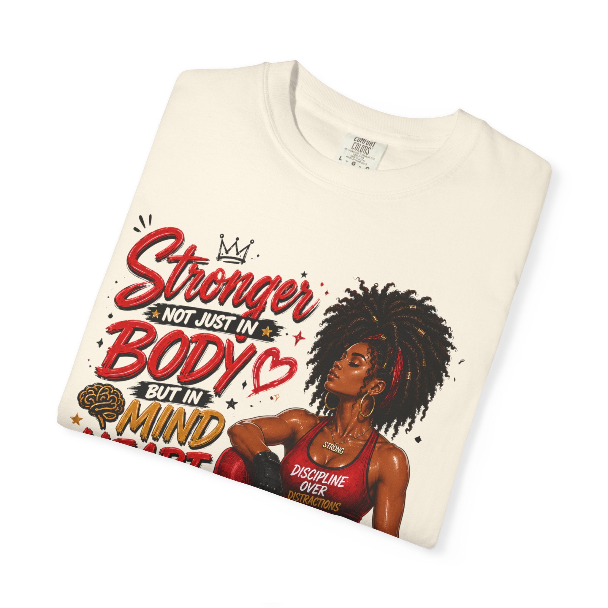 Empowered Fitness Tee — “Stronger Not Just in Body” Motivational Workout T-Shirt