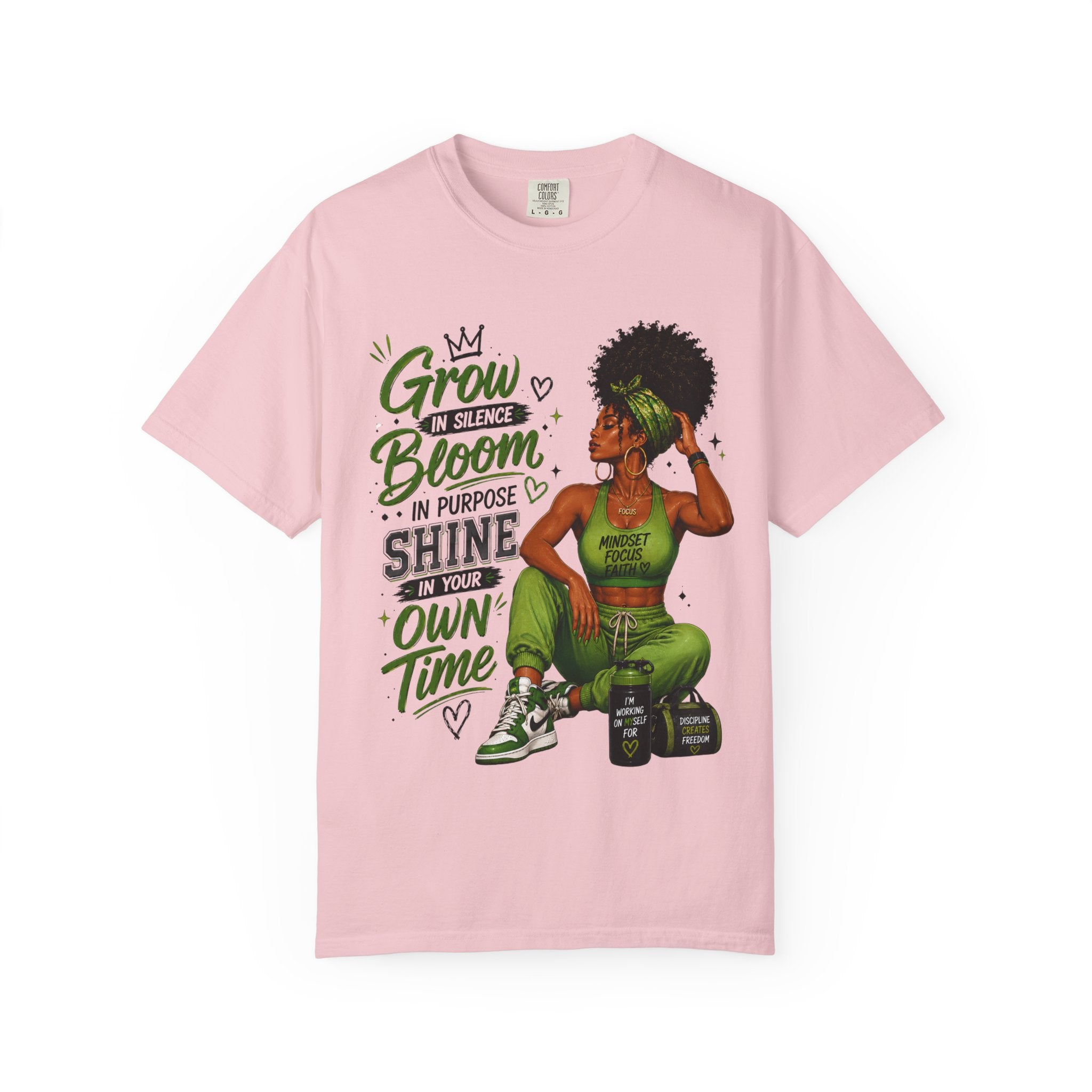 Grow in Silence Bloom Graphic T-Shirt — Inspirational Afrocentric Women’s Tee