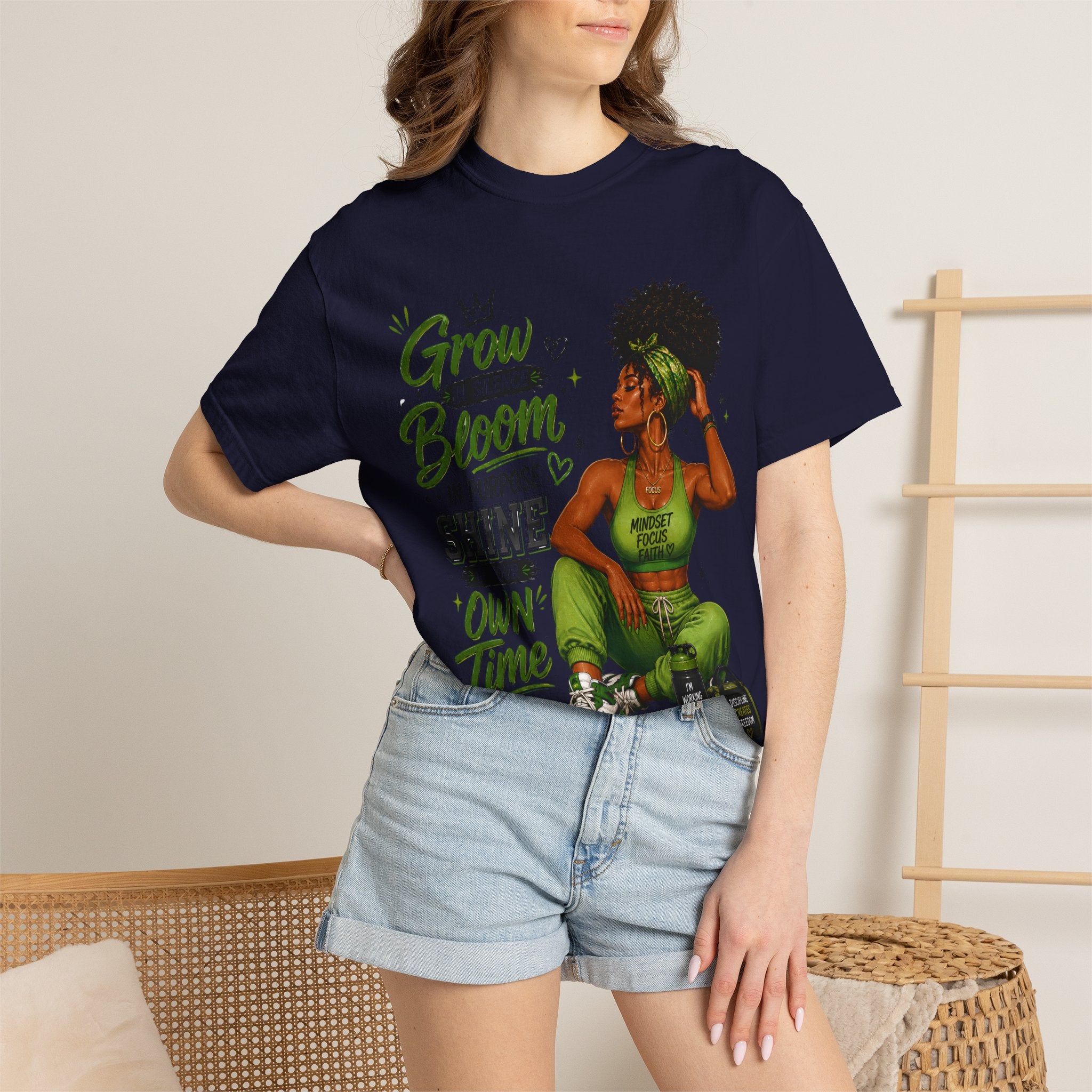 Grow in Silence Bloom Graphic T-Shirt — Inspirational Afrocentric Women’s Tee