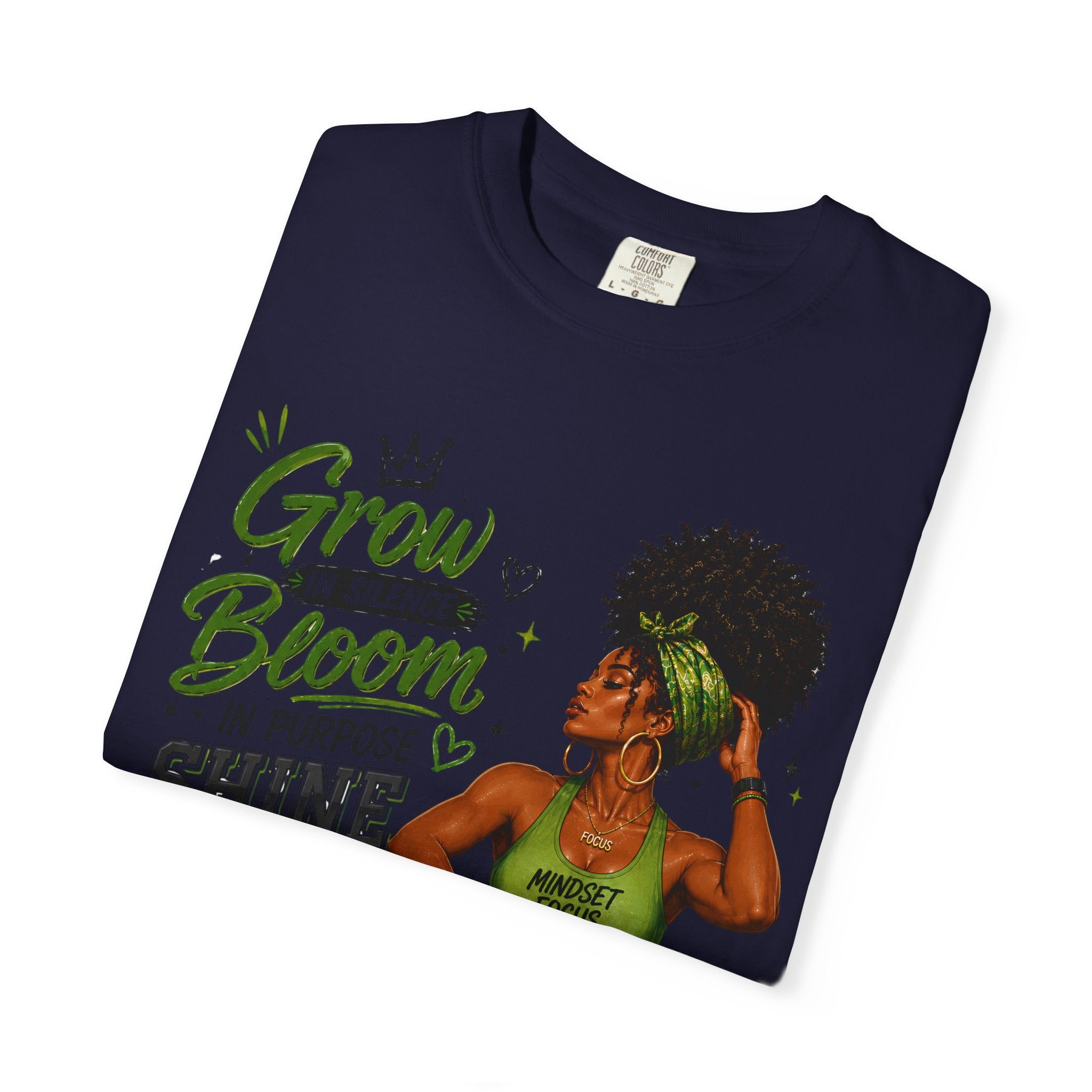 Grow in Silence Bloom Graphic T-Shirt — Inspirational Afrocentric Women’s Tee