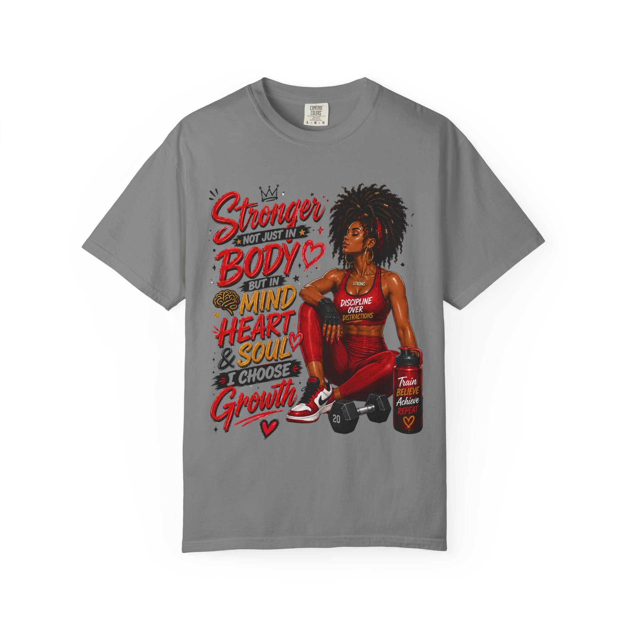 Empowered Fitness Tee — “Stronger Not Just in Body” Motivational Workout T-Shirt