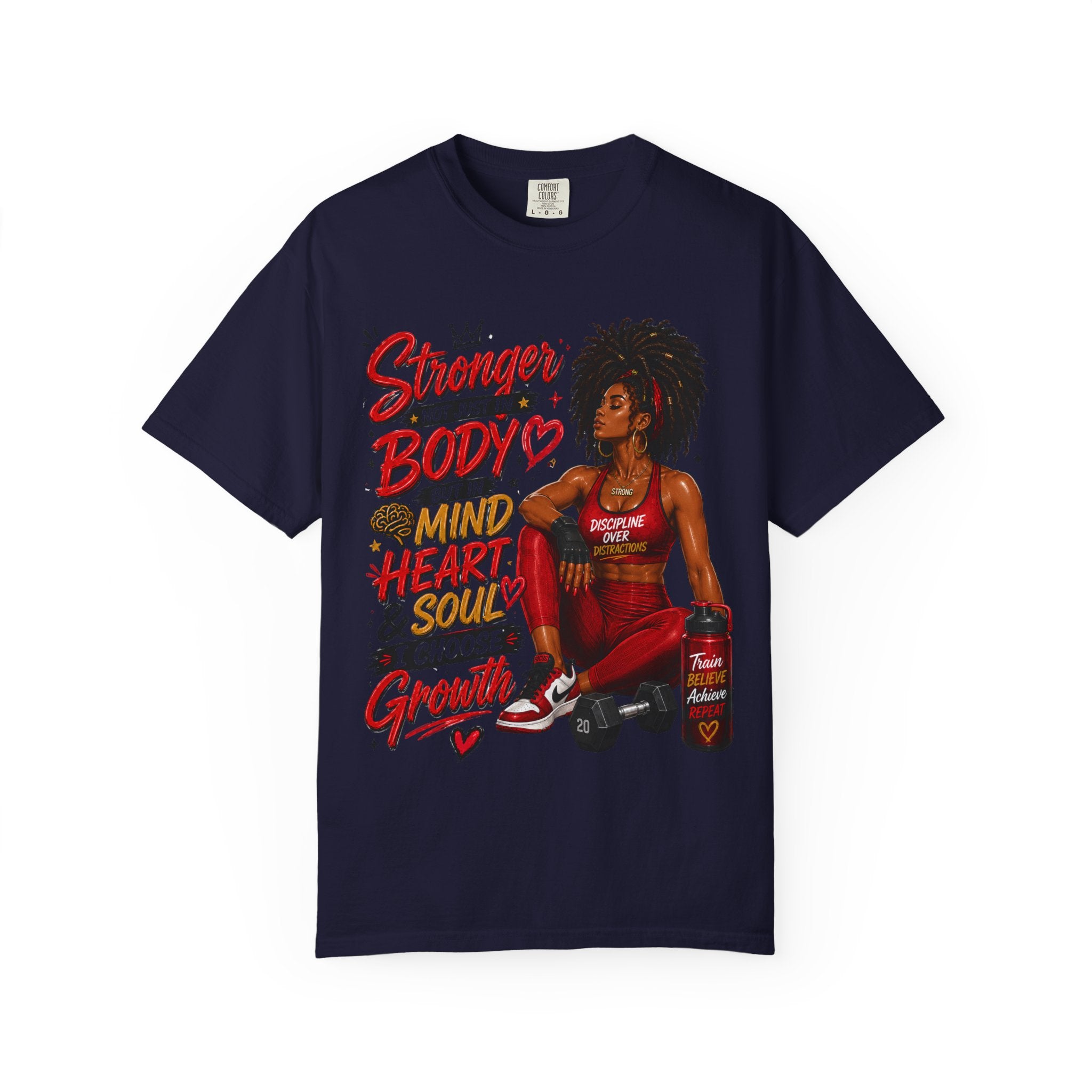 Empowered Fitness Tee — “Stronger Not Just in Body” Motivational Workout T-Shirt