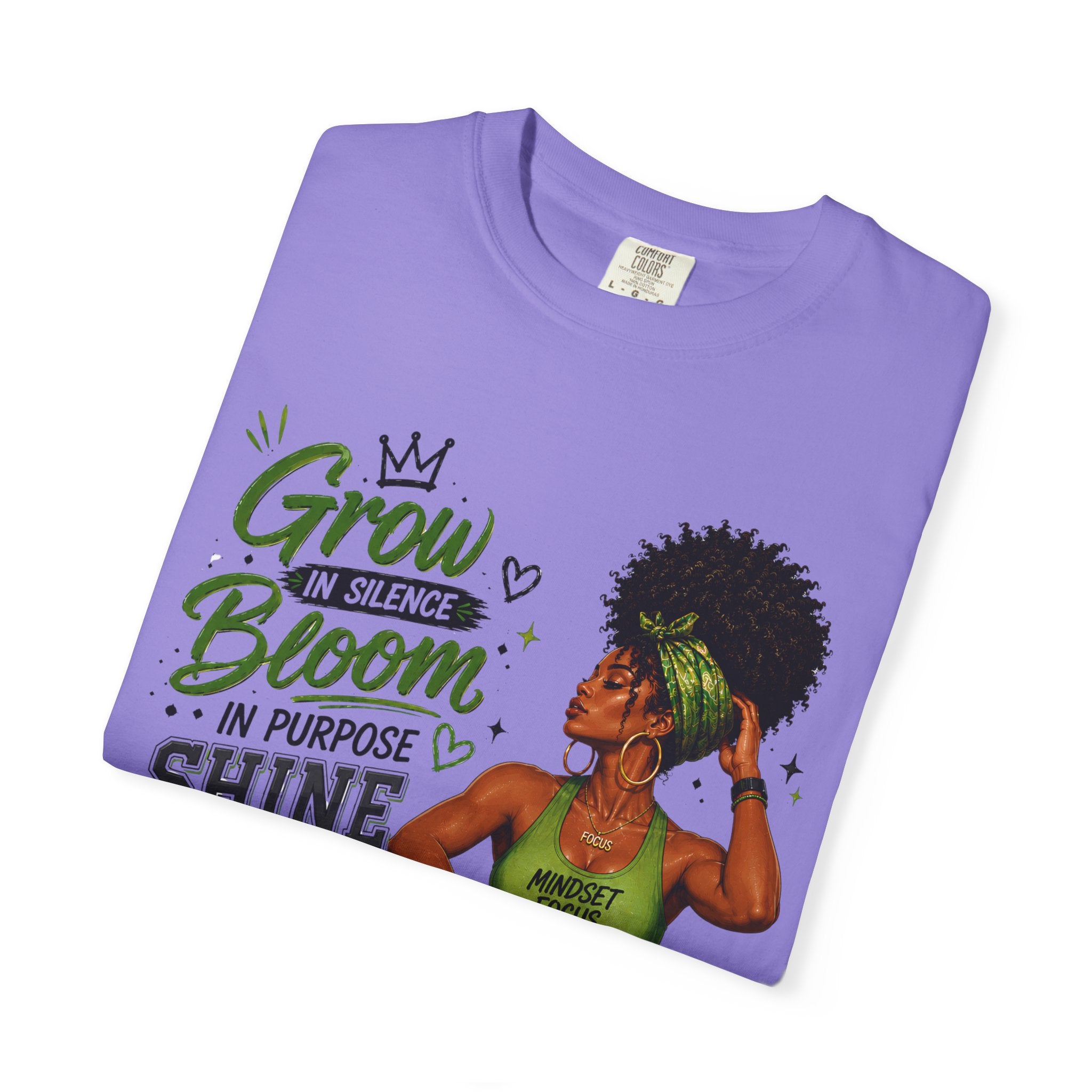 Grow in Silence Bloom Graphic T-Shirt — Inspirational Afrocentric Women’s Tee