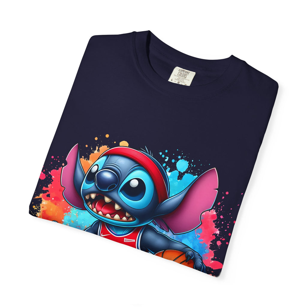 Basketball Stitch T-Shirt — Cute Cartoon Player Graphic Tee