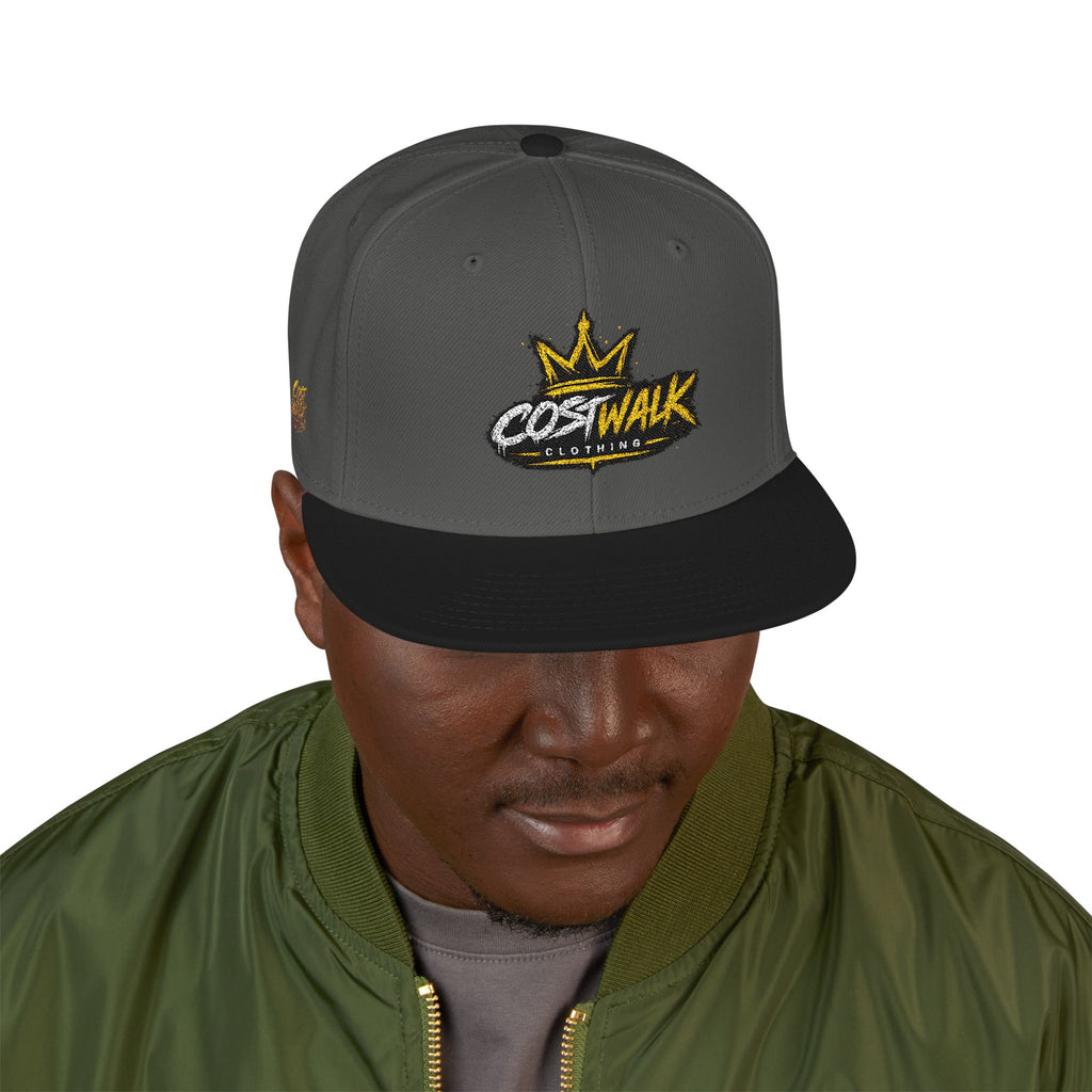 Embroidered Crown Snapback Hat — 'King Walk' Streetwear Snapback