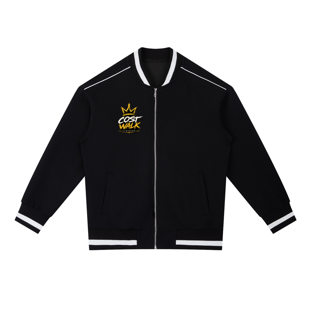 Contrast Piping Zip Bomber Jacket