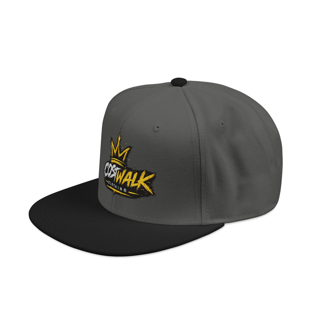 Embroidered Crown Snapback Hat — 'King Walk' Streetwear Snapback