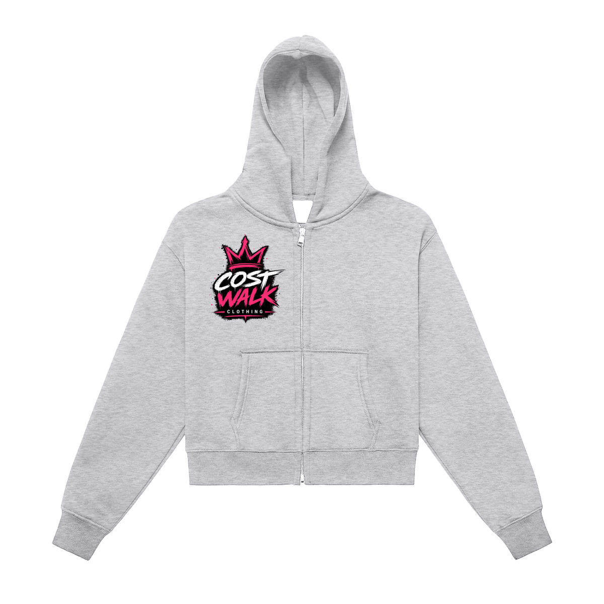 Fleeced Zip-Up Cropped Hoodie