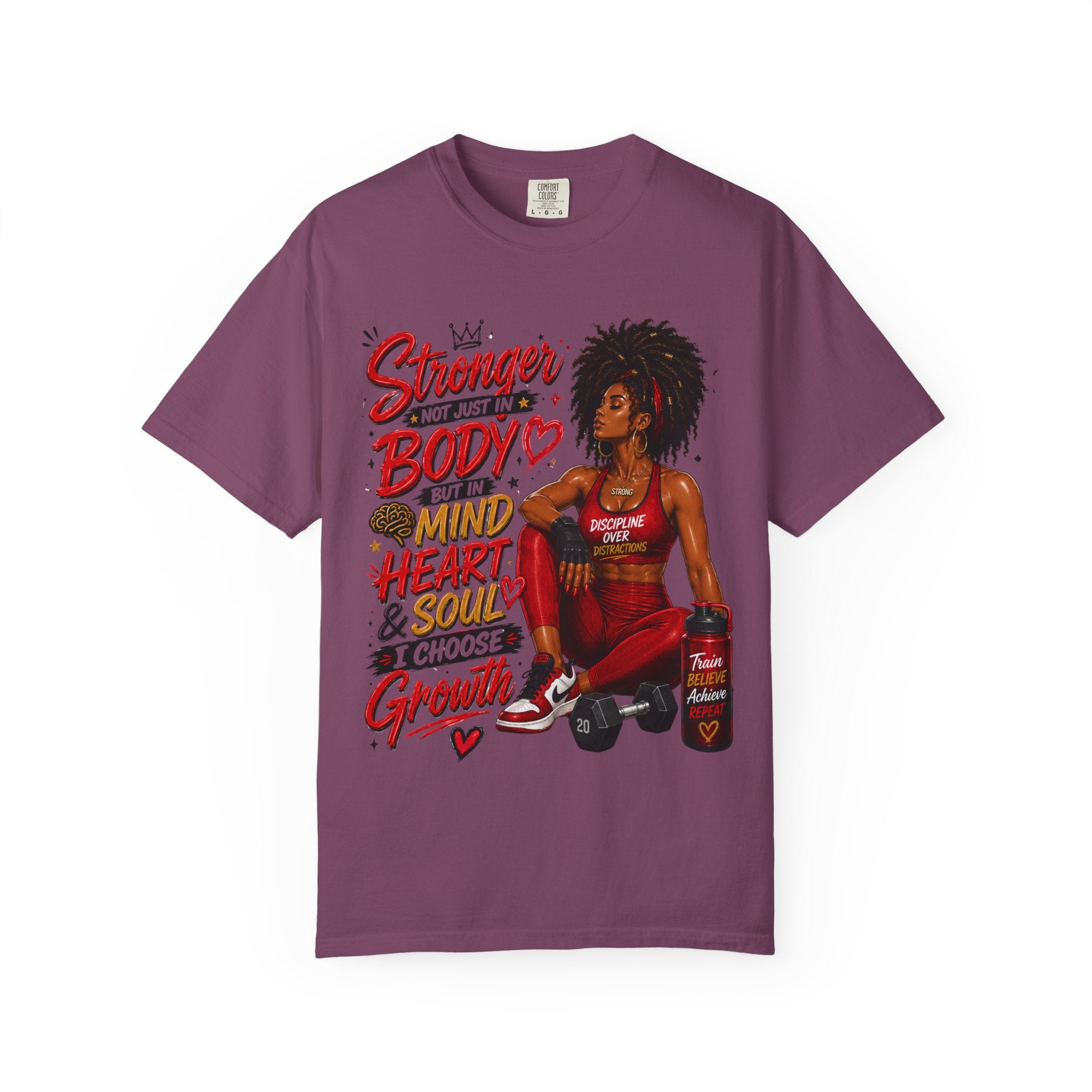 Empowered Fitness Tee — “Stronger Not Just in Body” Motivational Workout T-Shirt
