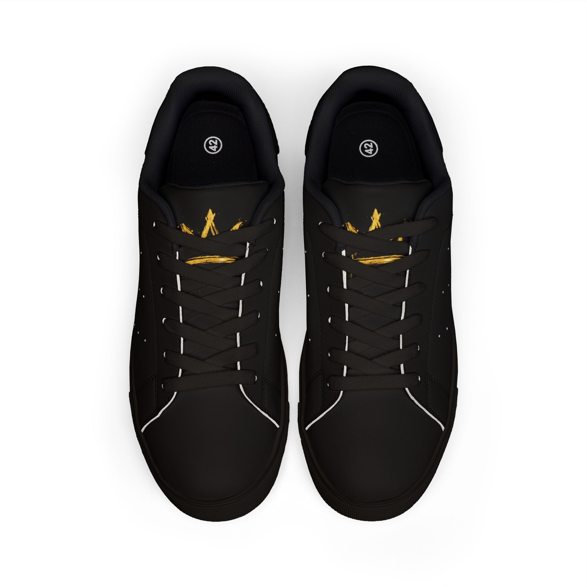 Men's Low-Top Leather Sneakers — Black Minimalist Casual Shoes