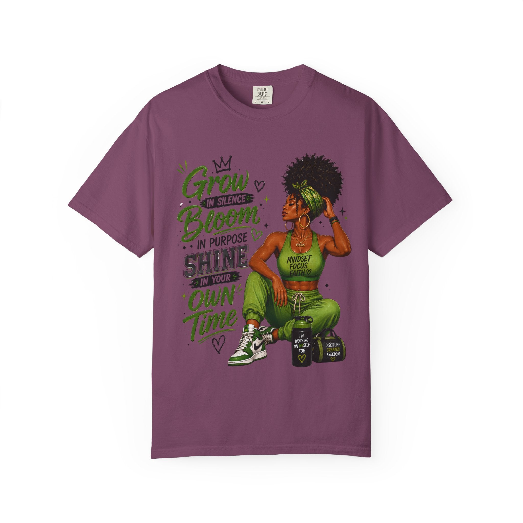 Grow in Silence Bloom Graphic T-Shirt — Inspirational Afrocentric Women’s Tee