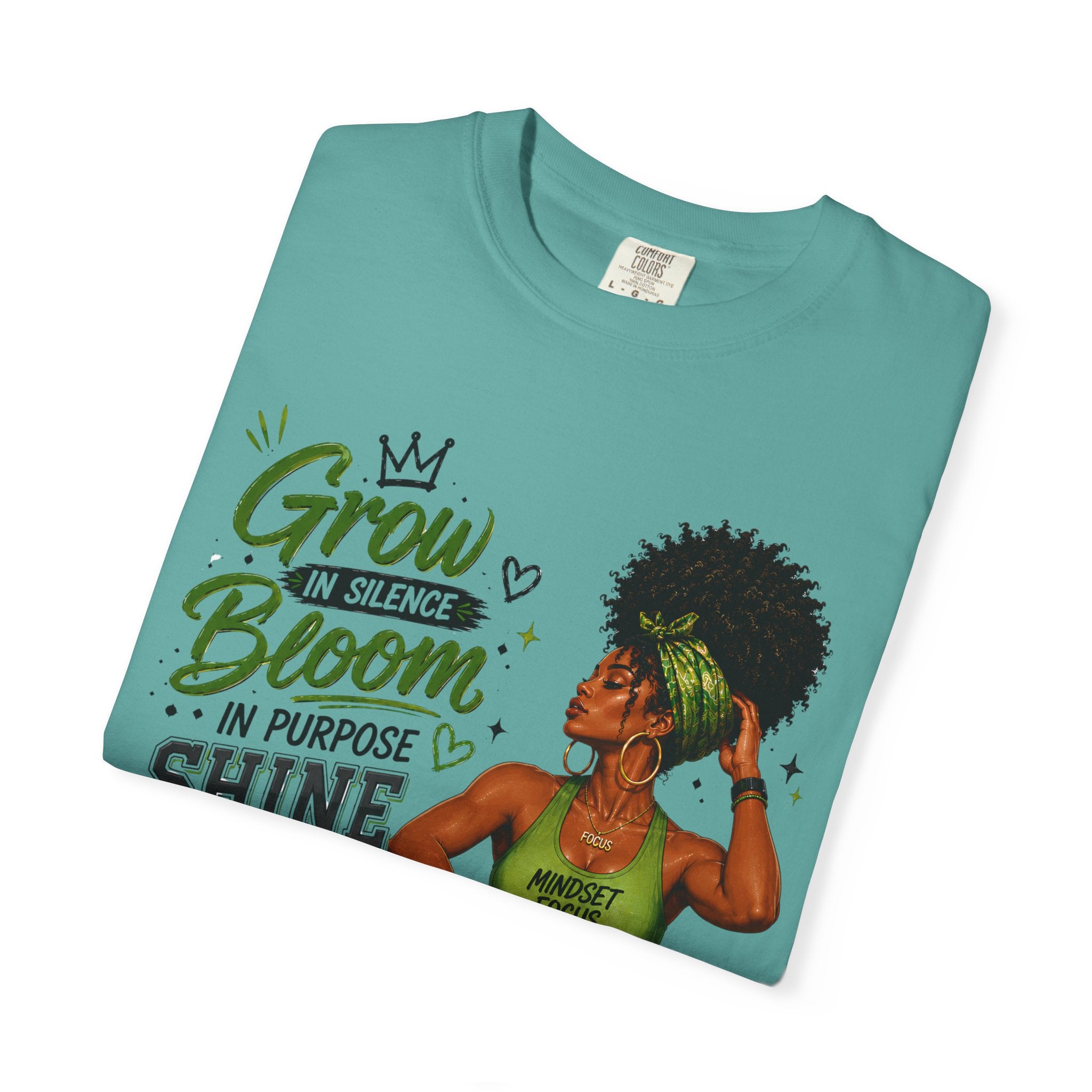 Grow in Silence Bloom Graphic T-Shirt — Inspirational Afrocentric Women’s Tee