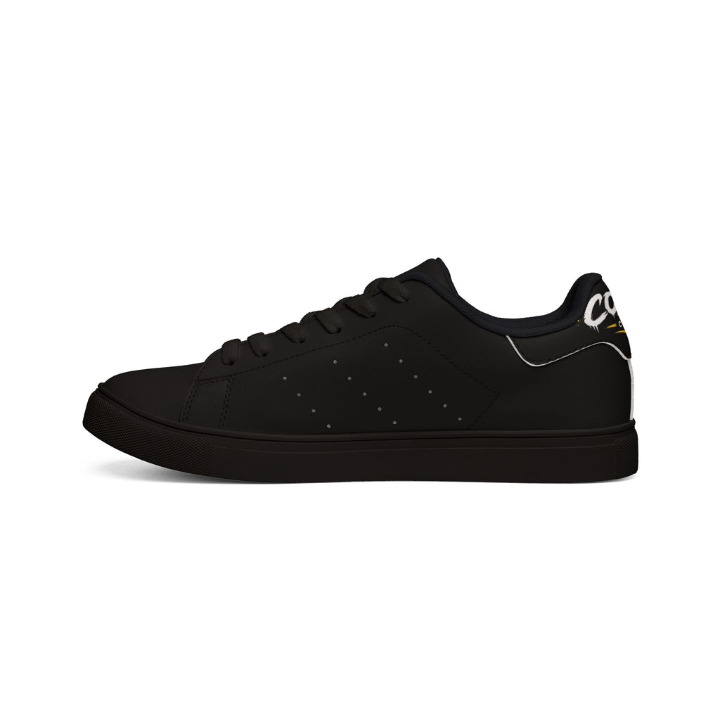 Men's Low-Top Leather Sneakers — Black Minimalist Casual Shoes