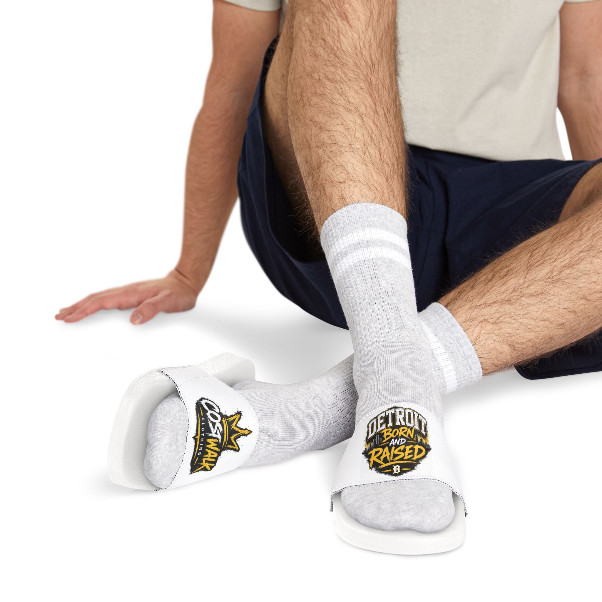 Detroit Born & Raised Slide Sandals — Removable Strap Men’s Pool Slides