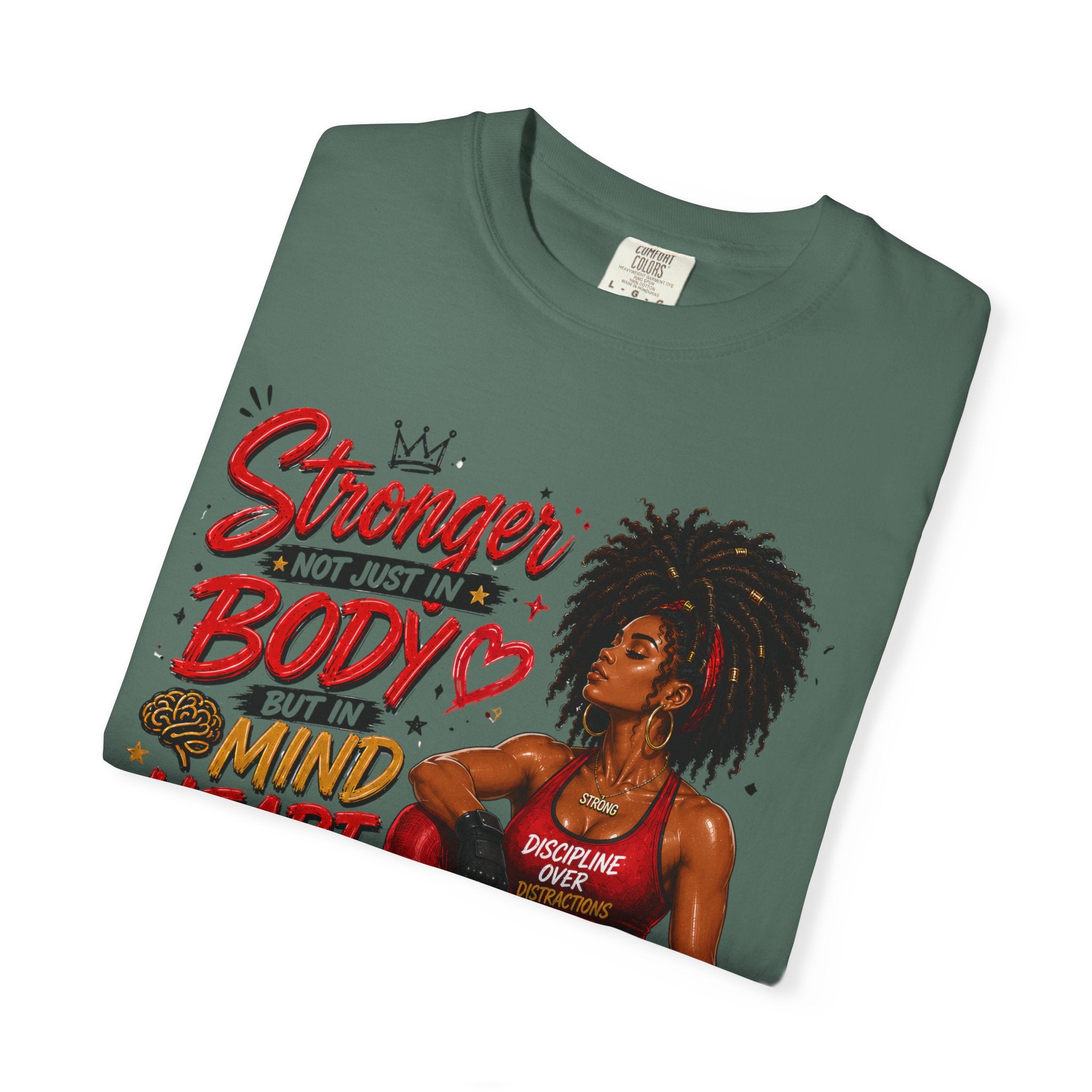 Empowered Fitness Tee — “Stronger Not Just in Body” Motivational Workout T-Shirt