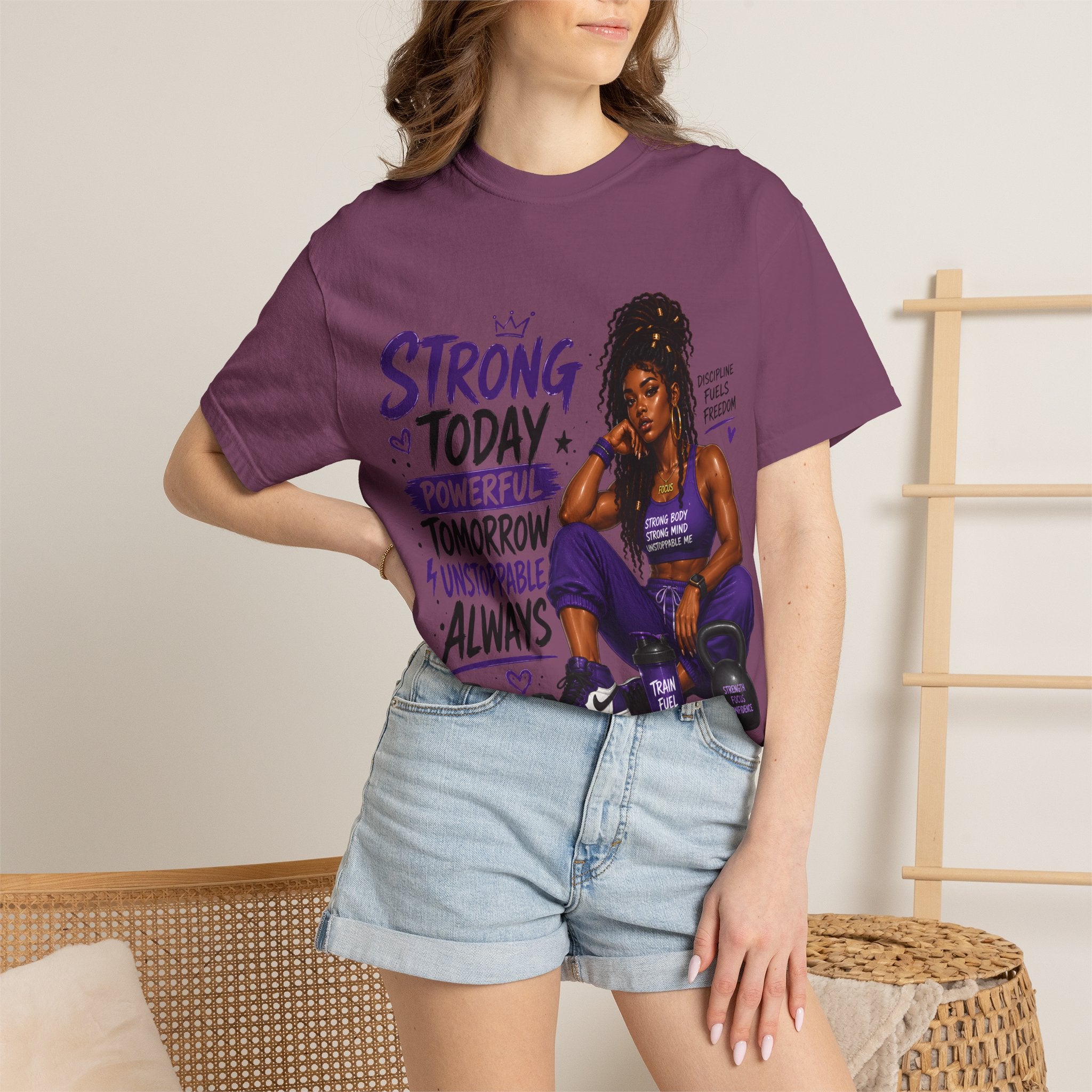 Strong Today, Powerful Tomorrow T-Shirt — Motivational Fitness Graphic Tee