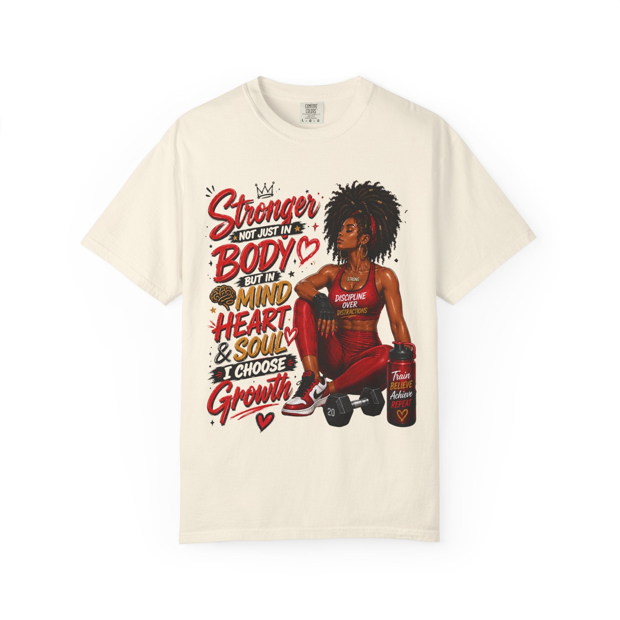 Empowered Fitness Tee — “Stronger Not Just in Body” Motivational Workout T-Shirt
